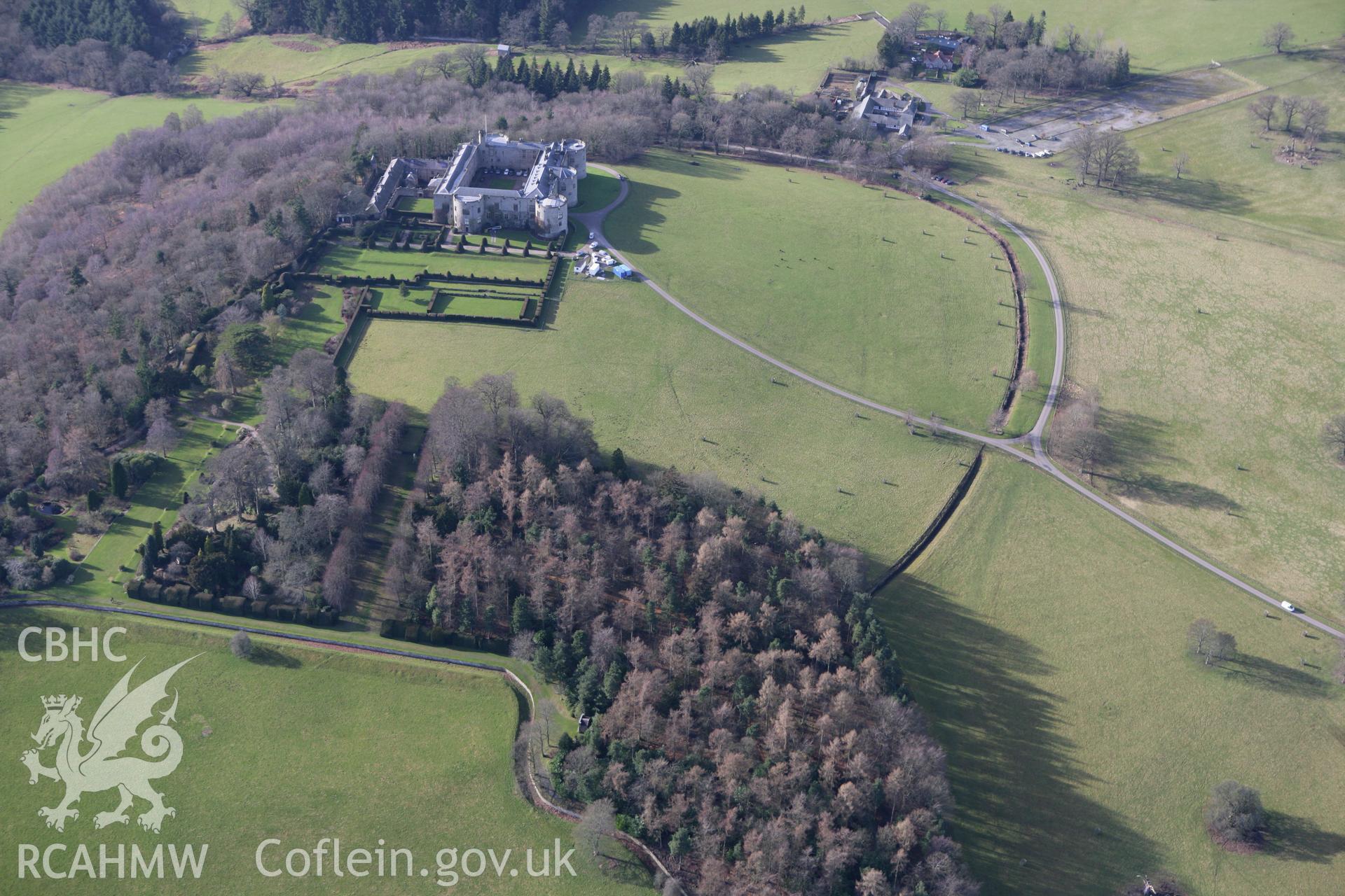 RCAHMW colour oblique photograph of Chirk Castle. Taken by Toby Driver on 08/02/2011.