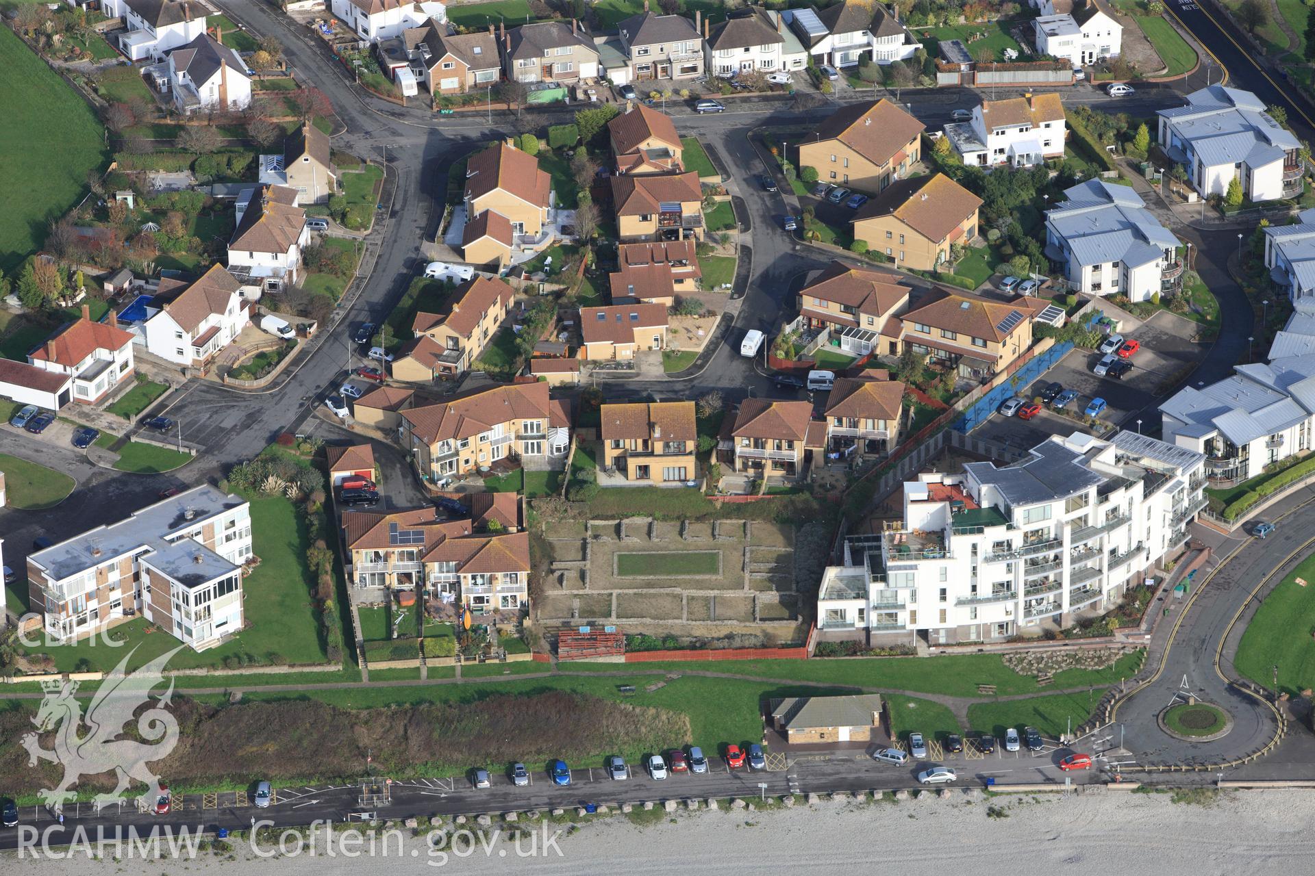 RCAHMW colour oblique photograph of Cold Knap Roman building. Taken by Toby Driver on 17/11/2011.