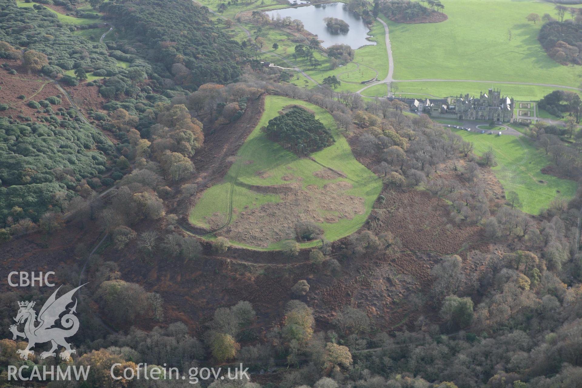 RCAHMW colour oblique photograph of Mynydd-y-Castell Camp. Taken by Toby Driver on 17/11/2011.