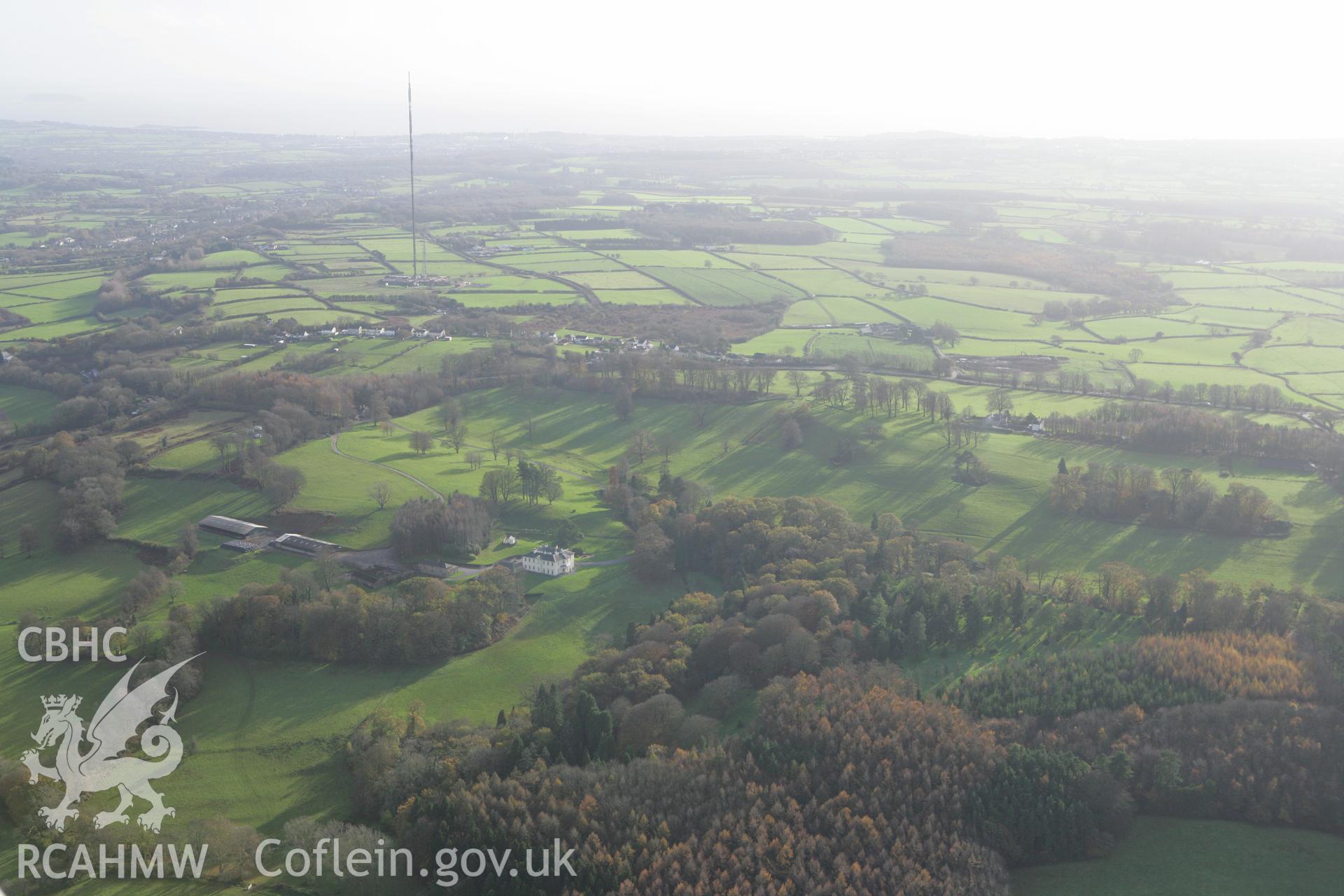 RCAHMW colour oblique photograph of Coedarhyd-y-glyn, house and garden. Taken by Toby Driver on 17/11/2011.