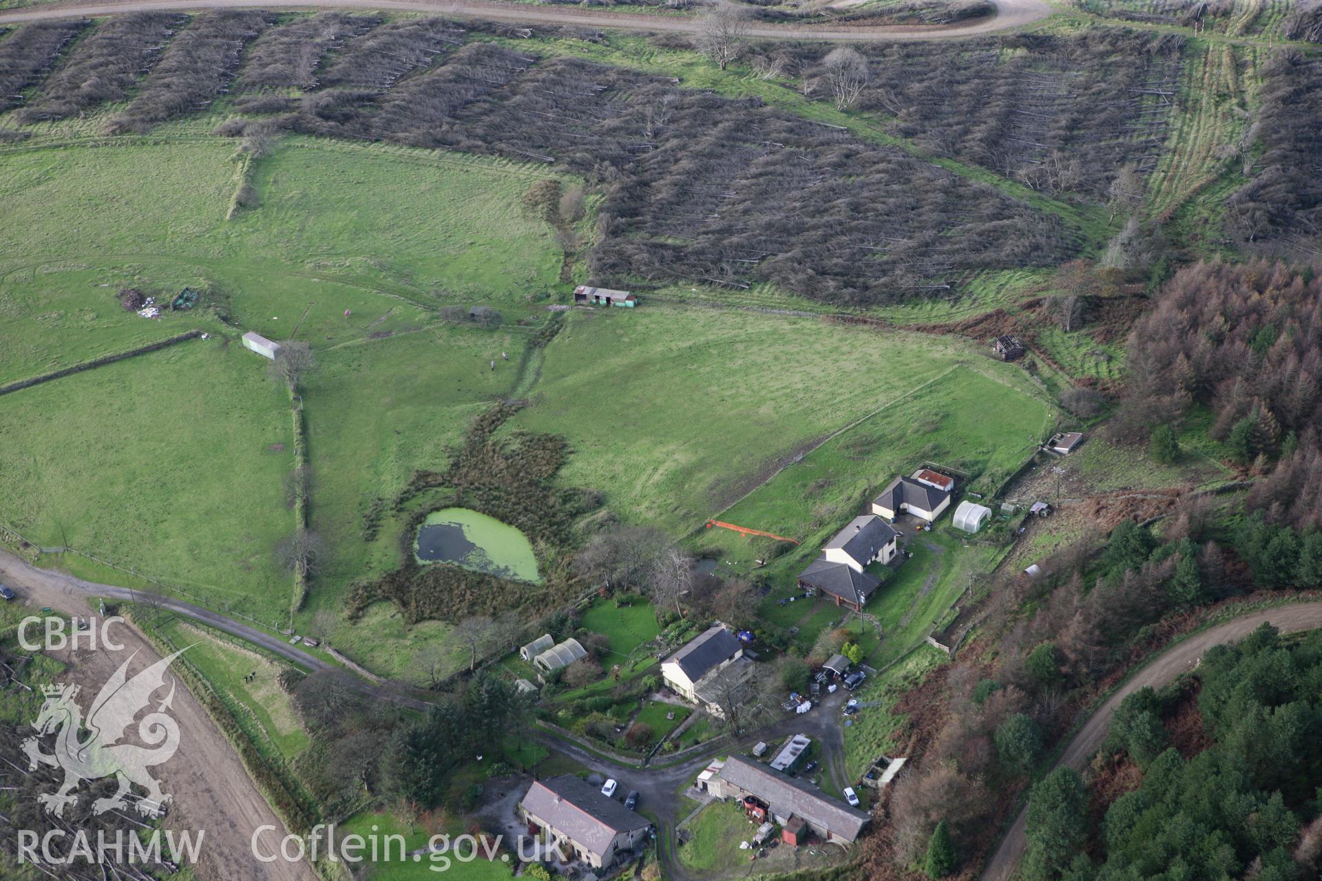 RCAHMW colour oblique photograph of the site of Hafod-y-Porth Grange. Taken by Toby Driver on 17/11/2011.