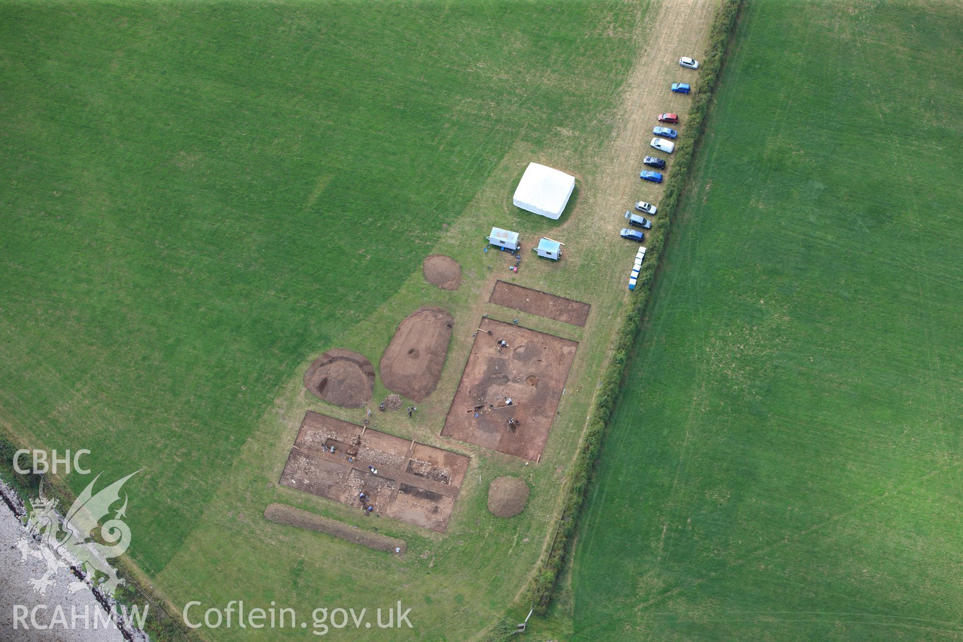 RCAHMW colour oblique photograph of Tai Cochion Roman settlement, excavations by GAT. Taken by Toby Driver on 20/07/2011.