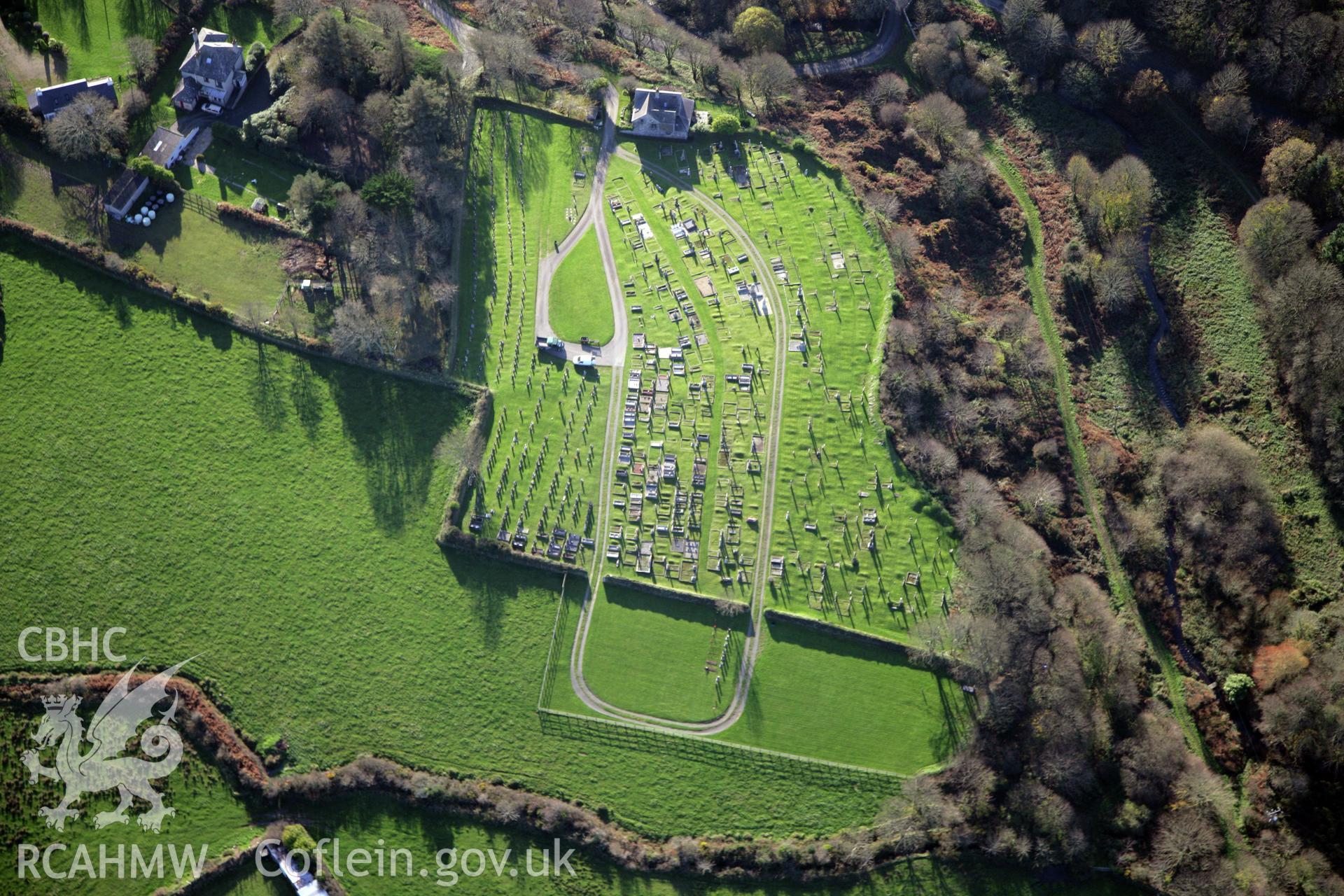 RCAHMW colour oblique photograph of Cathedral Grave Yard, St David's, viewed from the north. Taken by O. Davies & T. Driver on 22/11/2013.