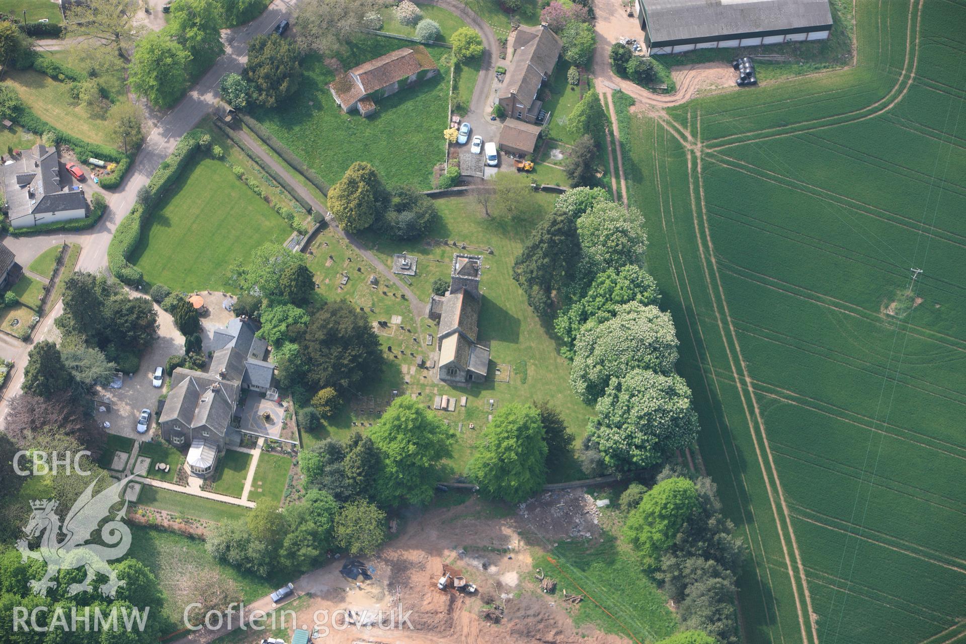 RCAHMW colour oblique photograph of Tredunnock, St Andrew's Church. Taken by Toby Driver on 26/04/2011.