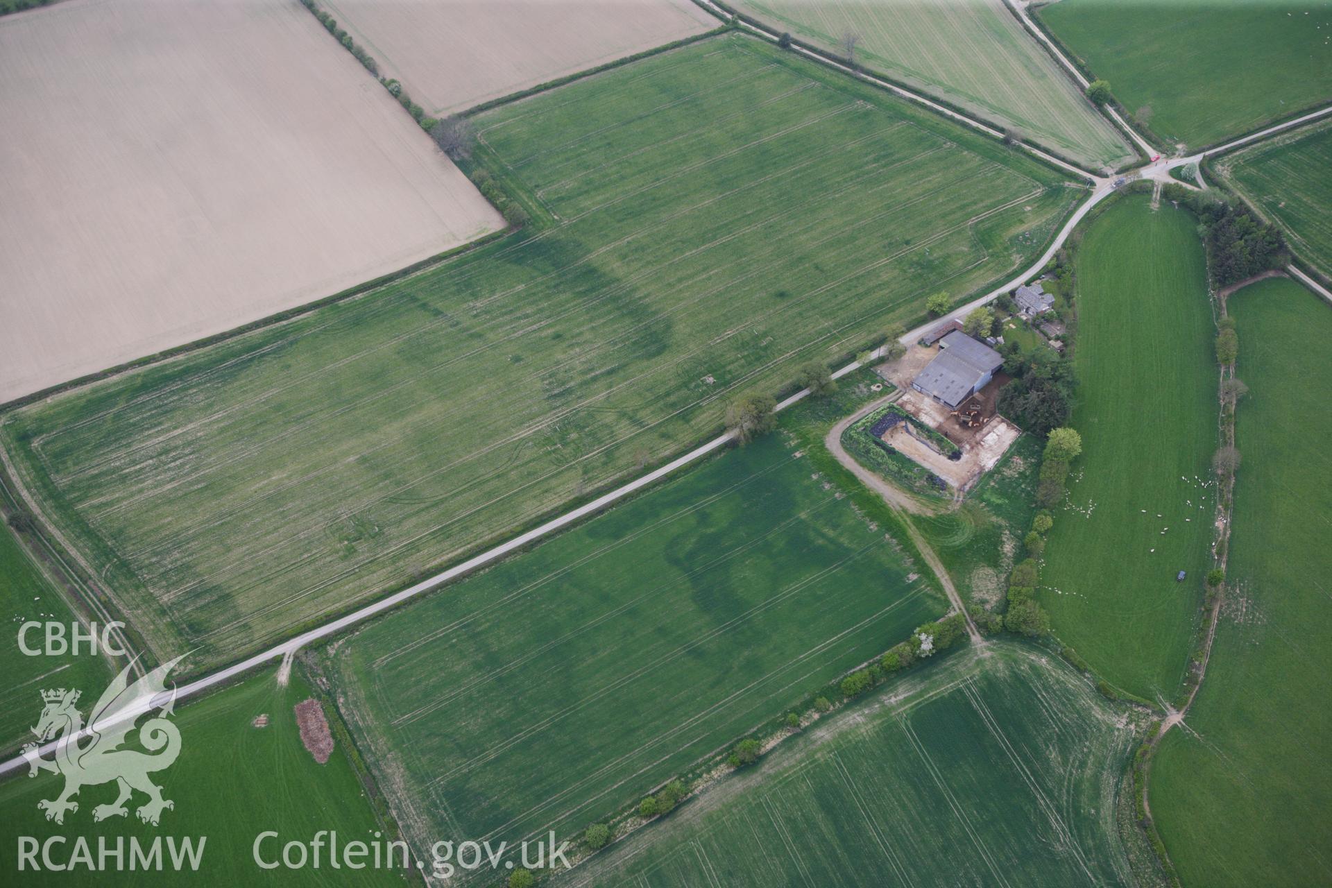 RCAHMW colour oblique photograph of Hindwell cursus, at Four Stones. Taken by Toby Driver on 26/04/2011.