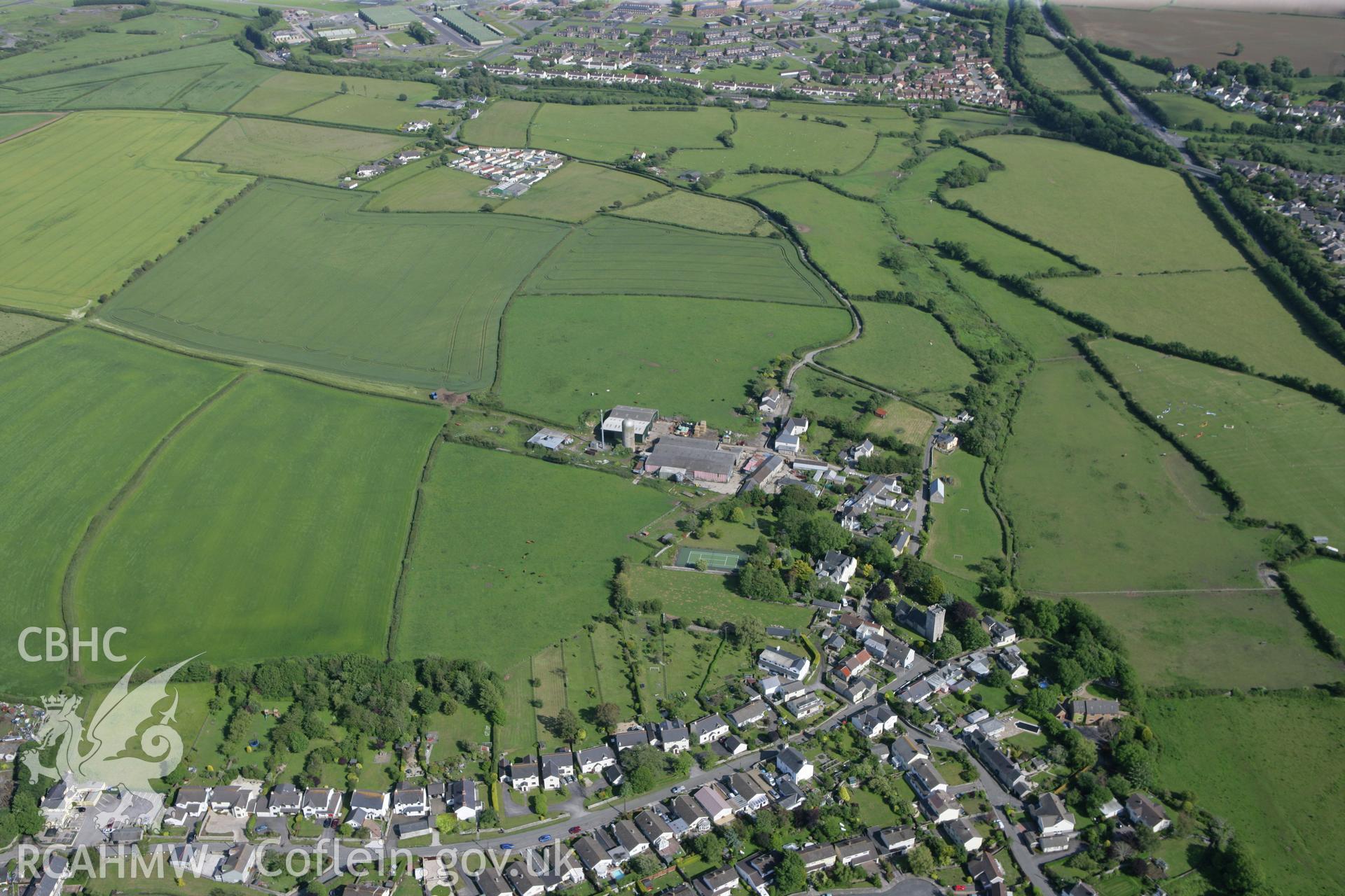 RCAHMW colour oblique photograph of Llanmaes prehistoric settlement and hoard site. Taken by Toby Driver on 13/06/2011.