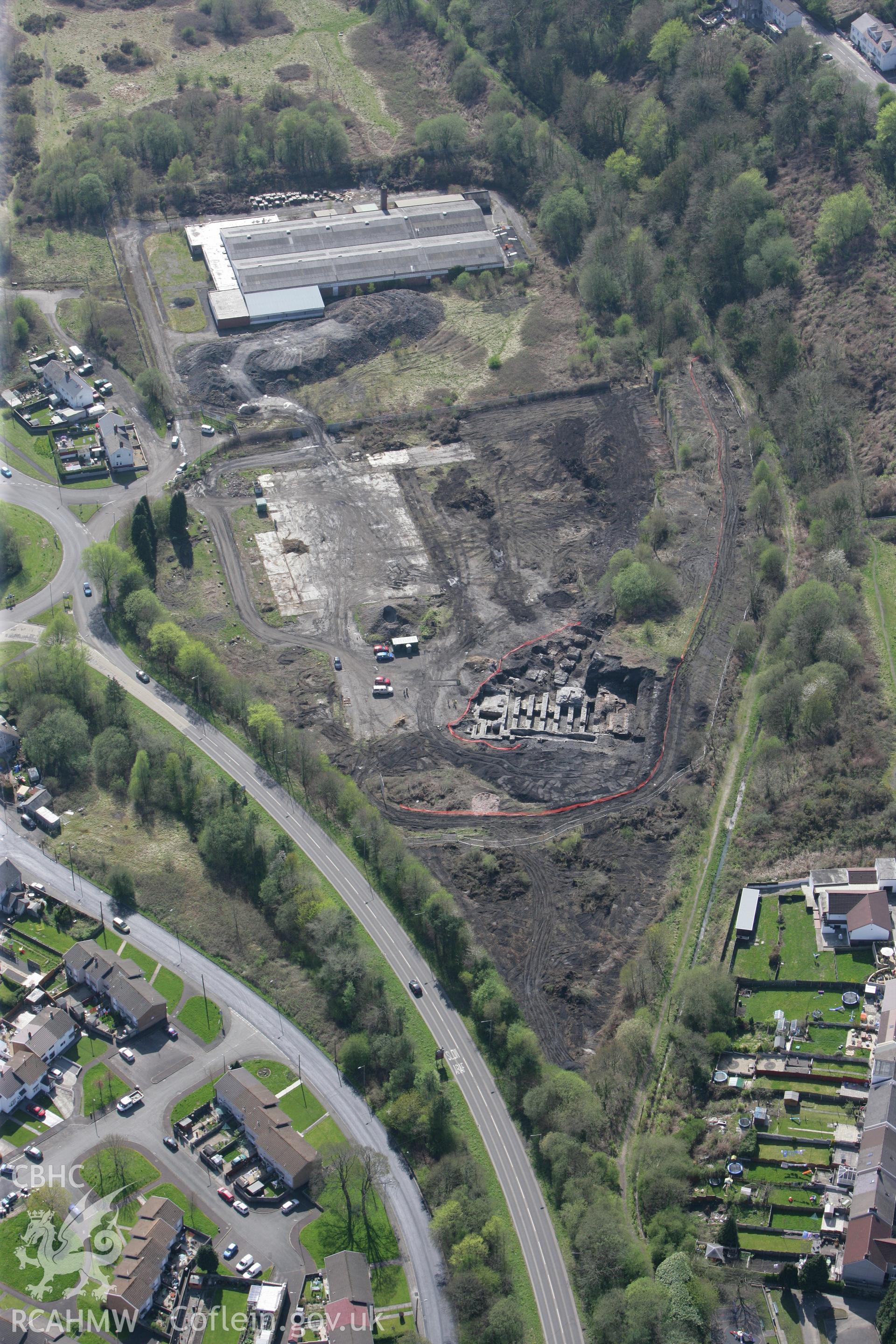 RCAHMW colour oblique photograph of Ystalyfera Iron And Tinplate Works. Taken by Toby Driver on 08/04/2011.