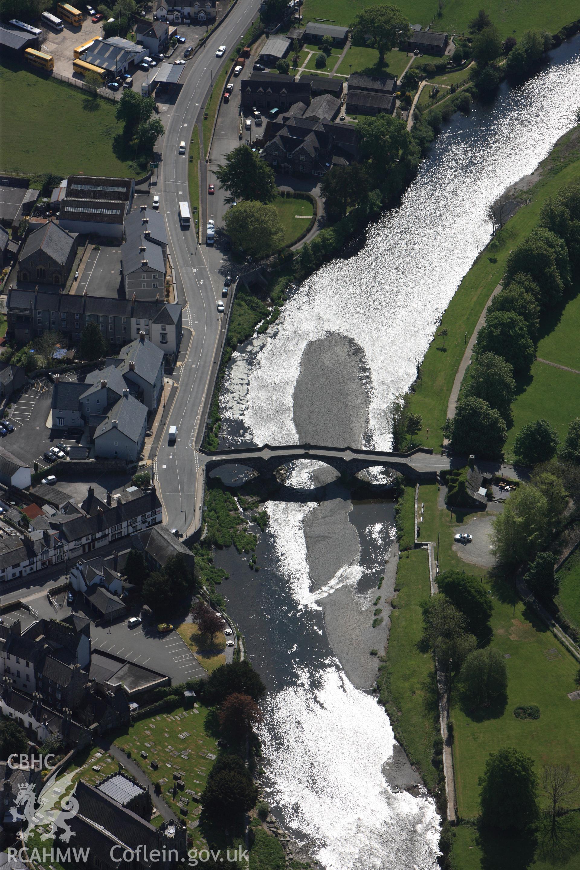 RCAHMW colour oblique photograph of Llanrwst Bridge. Taken by Toby Driver on 03/05/2011.