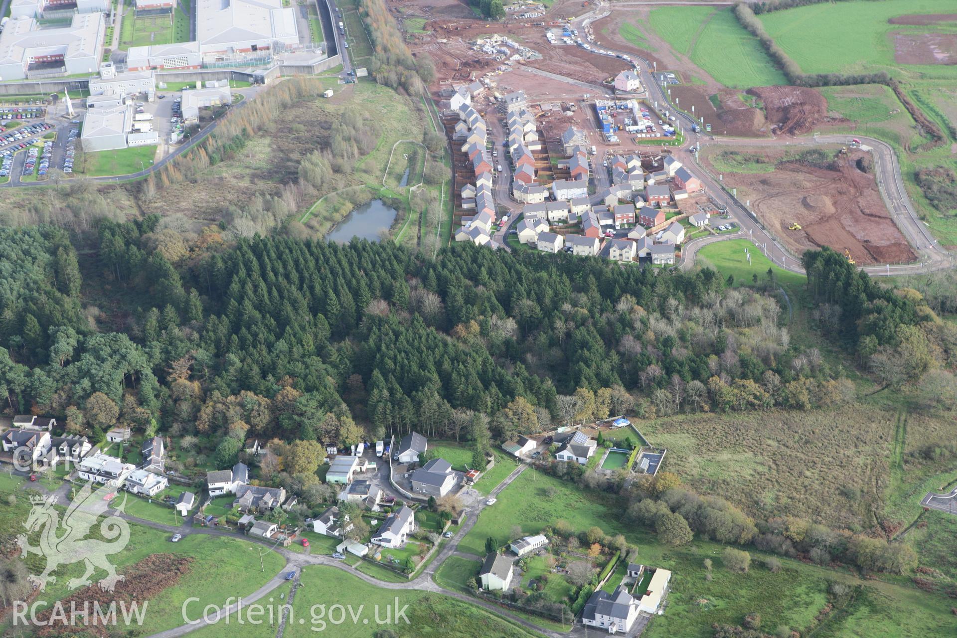 RCAHMW colour oblique photograph of Coity Higher Moat. Taken by Toby Driver on 17/11/2011.