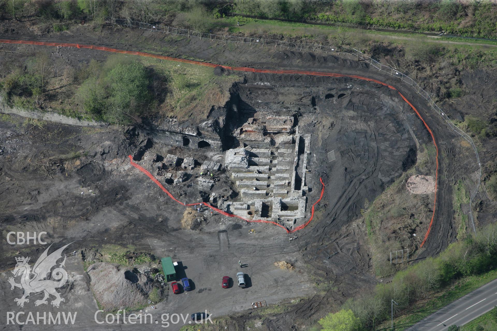 RCAHMW colour oblique photograph of Ystalyfera Iron And Tinplate Works. Taken by Toby Driver on 08/04/2011.