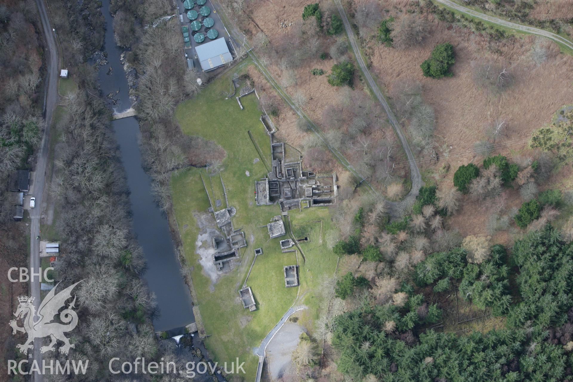 RCAHMW colour oblique photograph of Bryntail Lead Mine. Taken by Toby Driver on 22/03/2011.