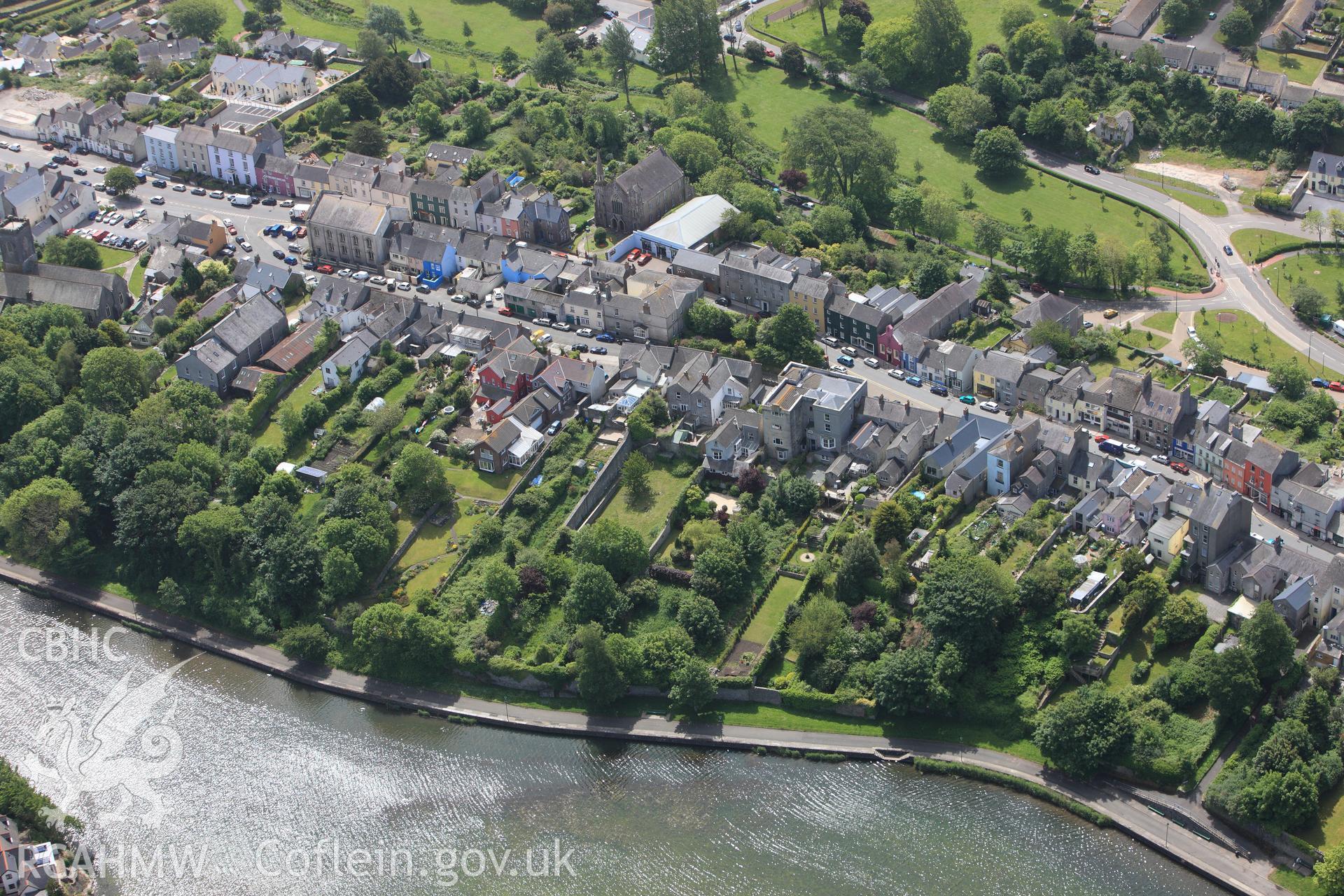 RCAHMW colour oblique photograph of Pembroke town. Taken by Toby Driver on 24/05/2011.