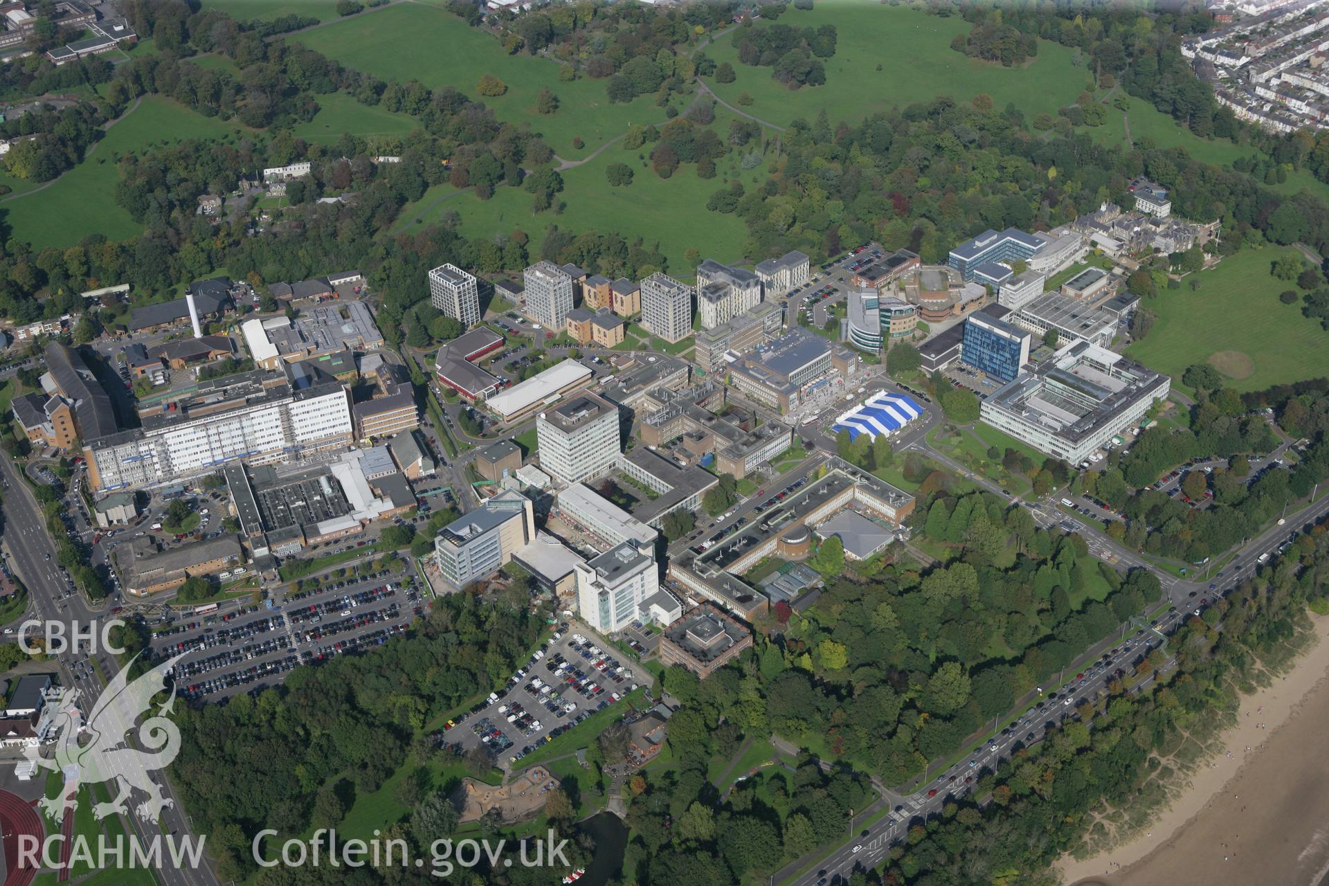 RCAHMW colour oblique photograph of Swansea University, from the south. Taken by Toby Driver and Oliver Davies on 28/09/2011.