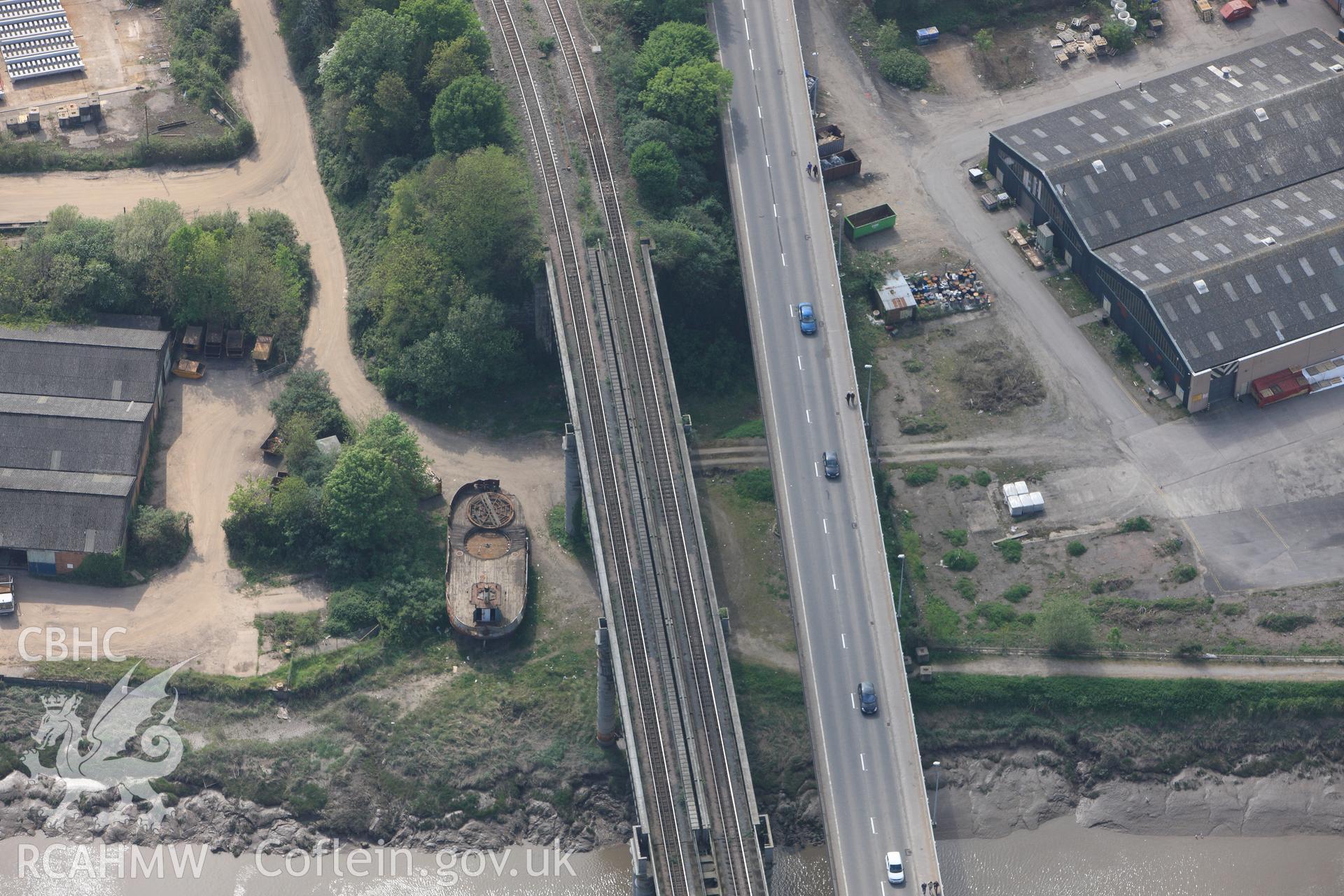 RCAHMW colour oblique photograph of Chepstow Railway Bridge. Taken by Toby Driver on 26/04/2011.