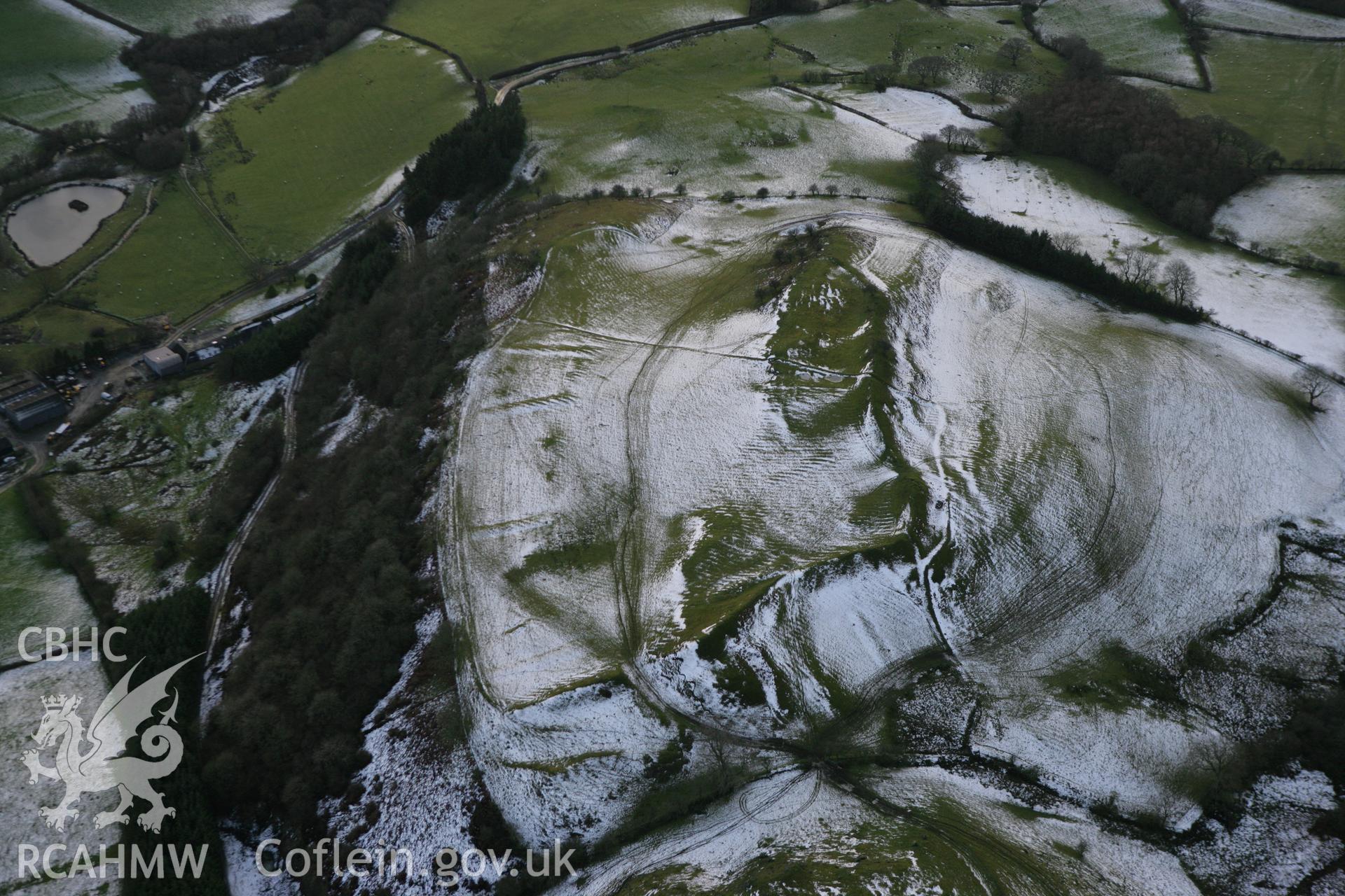 RCAHMW colour oblique photograph of Graig Fawr camp, hillfort. Taken by Toby Driver on 18/12/2011.