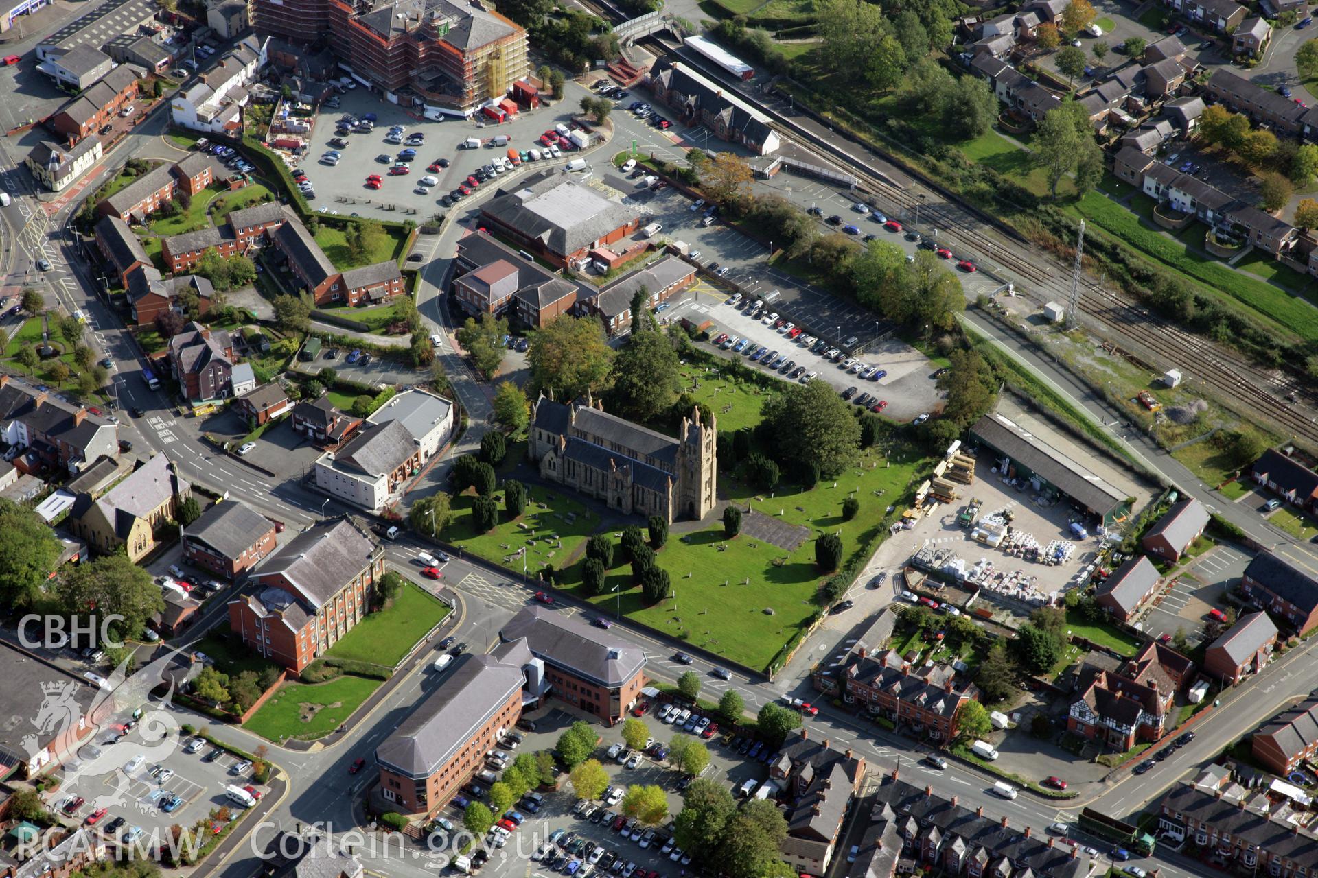 RCAHMW colour oblique photograph of St. Mary's New Church; St David's Church, Newtown. Taken by Oliver Davies on 29/09/2011.