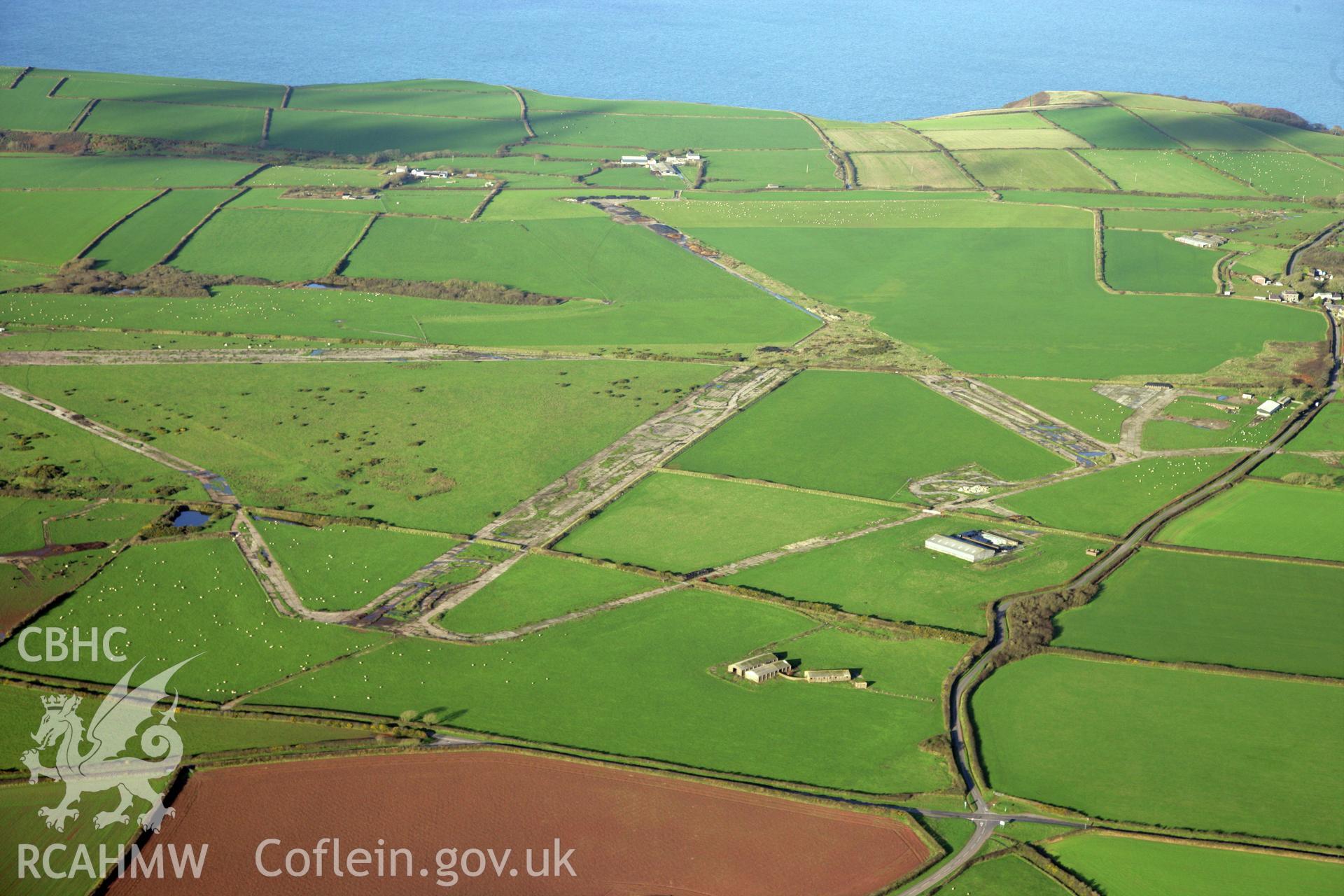 RCAHMW colour oblique photograph of Dale Airfield, viewed from the north. Taken by O. Davies & T. Driver on 22/11/2013.