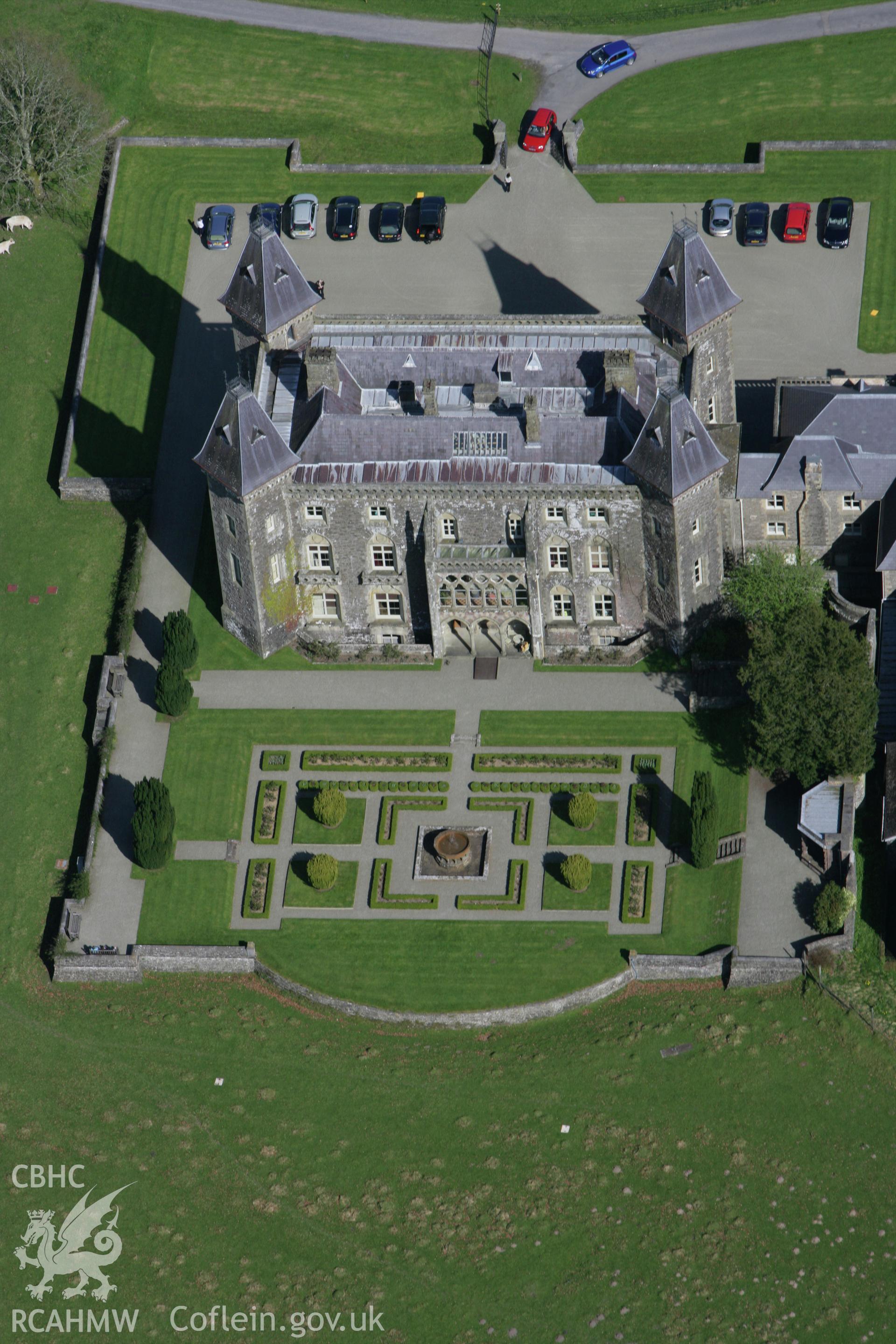 RCAHMW colour oblique photograph of Newton House, Dinefwr. Taken by Toby Driver on 08/04/2011.