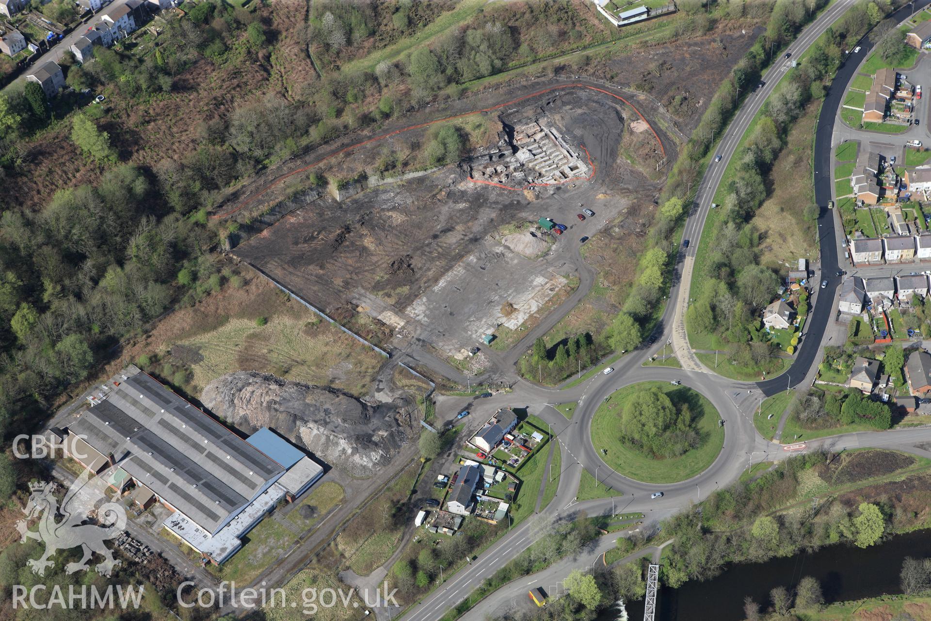 RCAHMW colour oblique photograph of Ystalyfera Iron And Tinplate Works. Taken by Toby Driver on 08/04/2011.