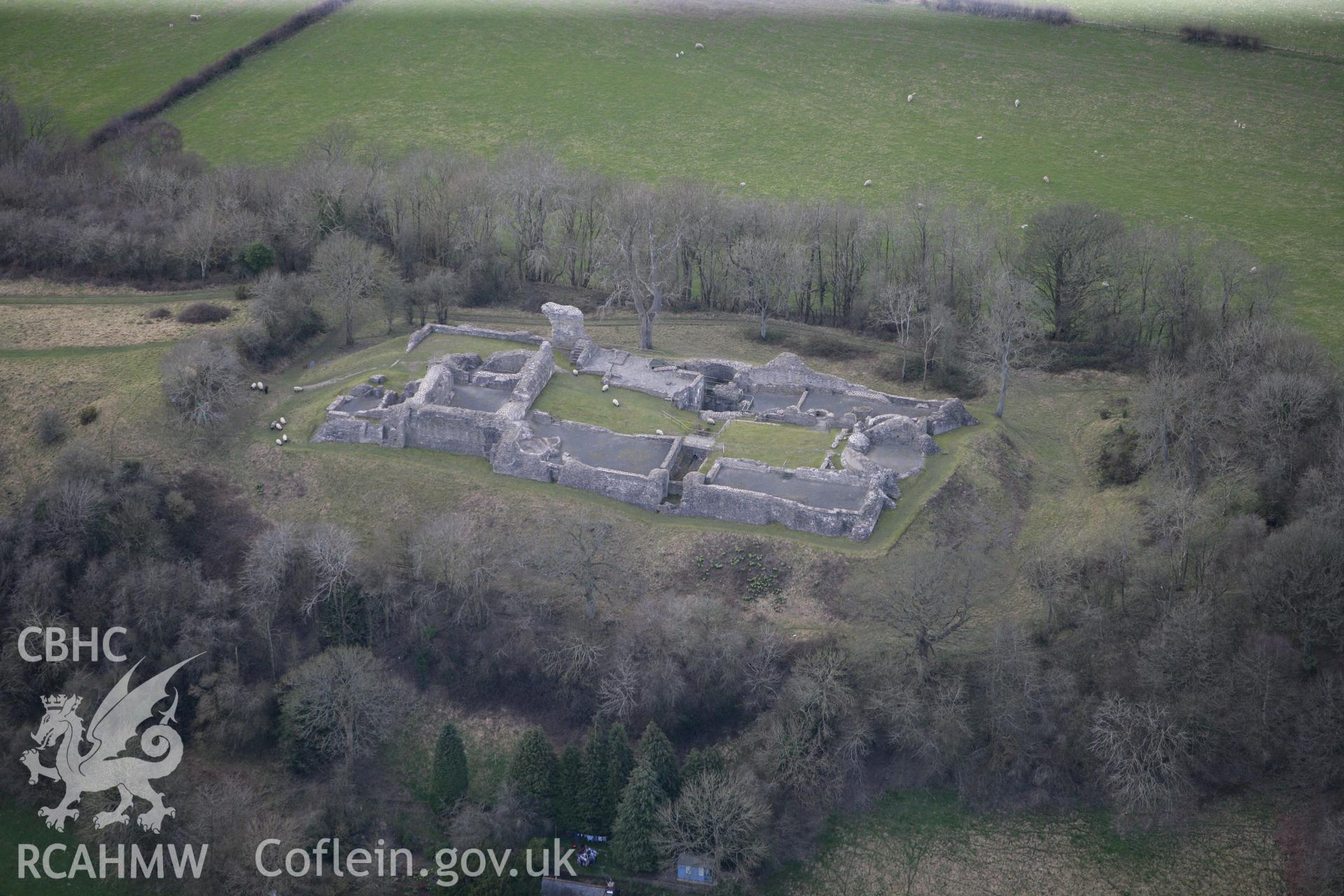 RCAHMW colour oblique photograph of Dolforwyn Castle. Taken by Toby Driver on 22/03/2011.