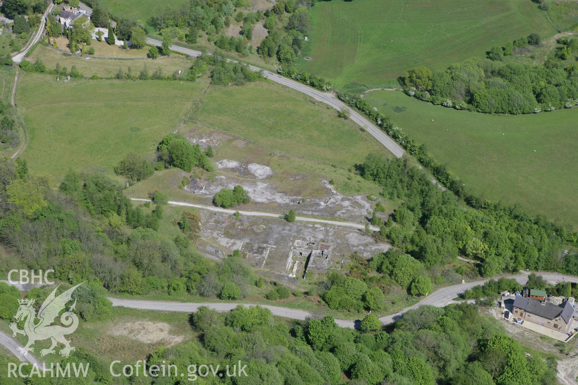 RCAHMW colour oblique photograph of Taylor's Shaft Lead Mine, Minera. Taken by Toby Driver on 03/05/2011.