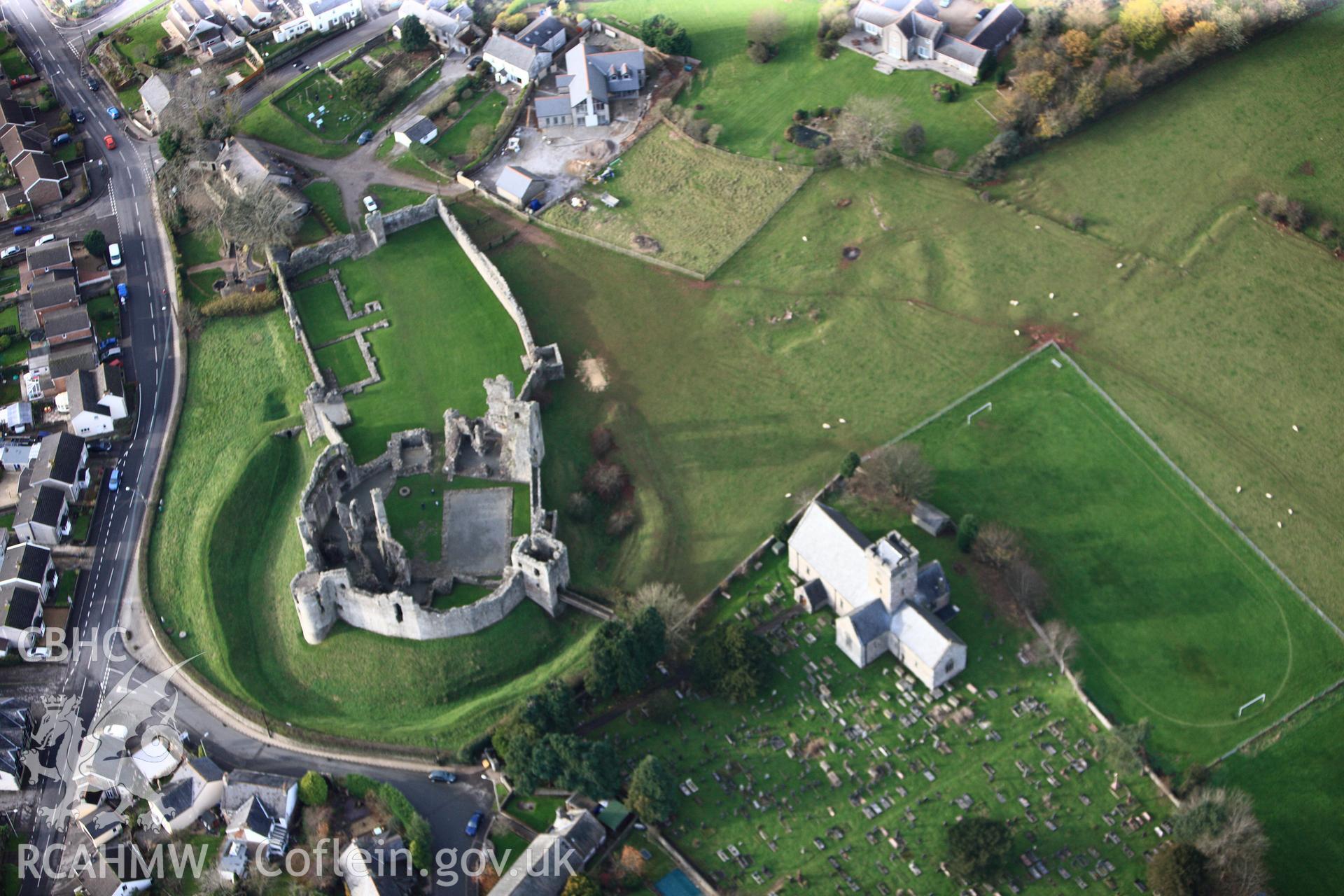 RCAHMW colour oblique photograph of Coity Castle. Taken by Toby Driver on 17/11/2011.