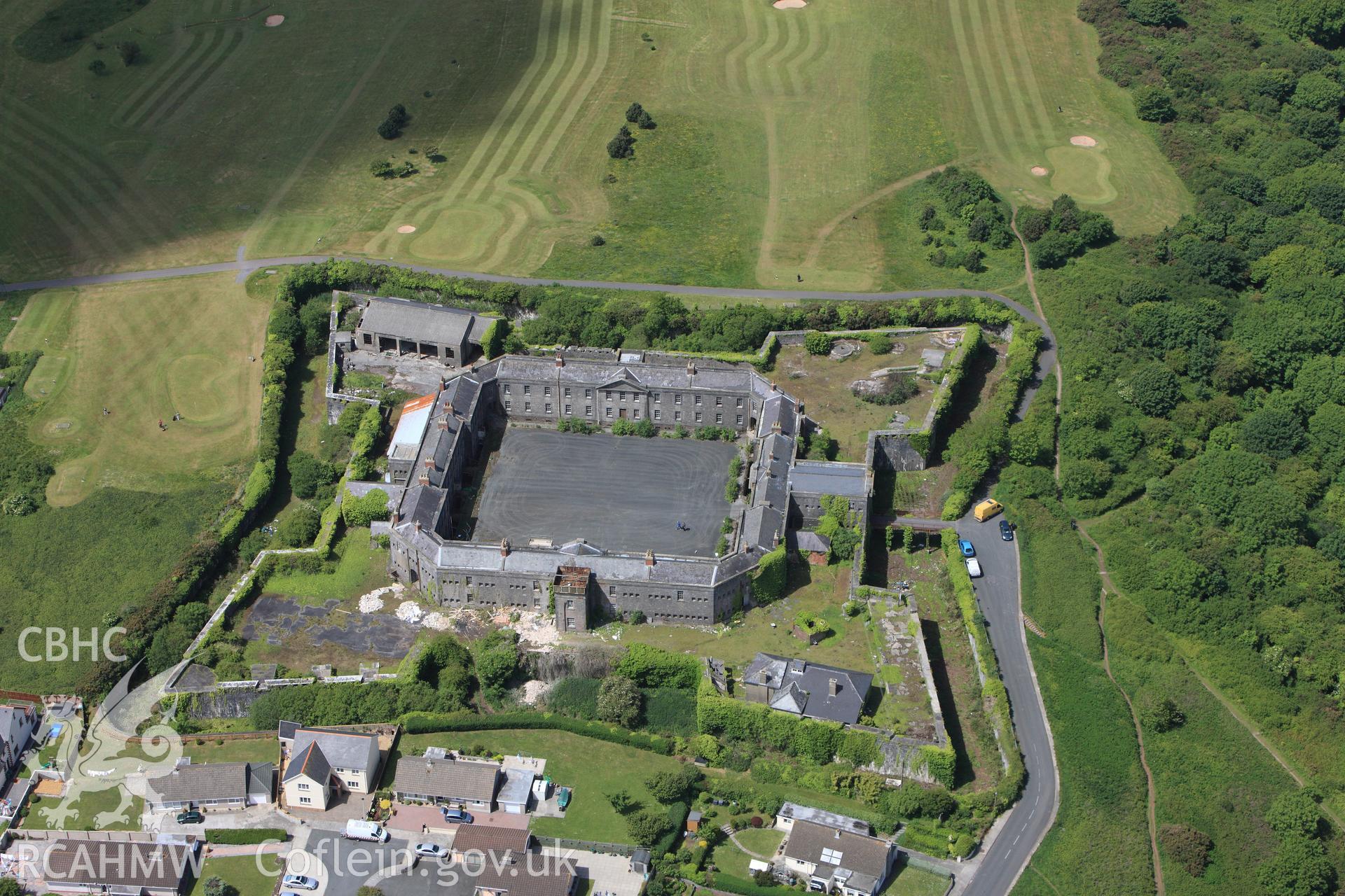 RCAHMW colour oblique photograph of Former defensible barracks, Pembroke Dock. Taken by Toby Driver on 24/05/2011.