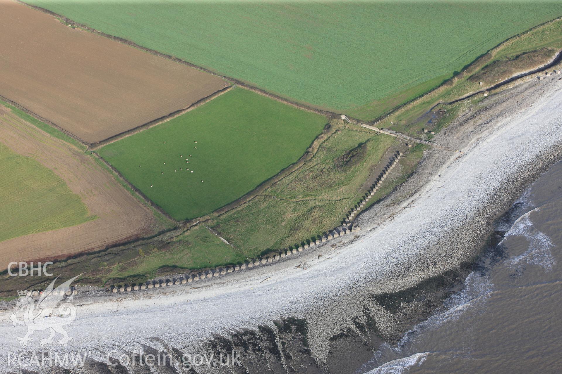 RCAHMW colour oblique photograph of Limpet Bay Anti Invasion Defences. Taken by Toby Driver on 17/11/2011.