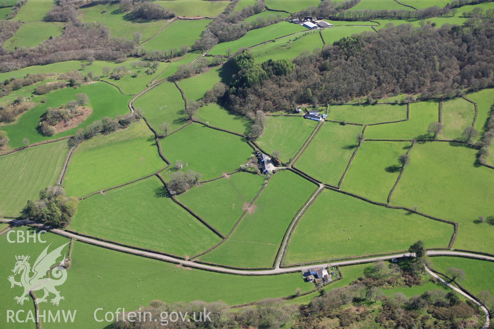 RCAHMW colour oblique photograph of Llys Brychan. Taken by Toby Driver on 08/04/2011.