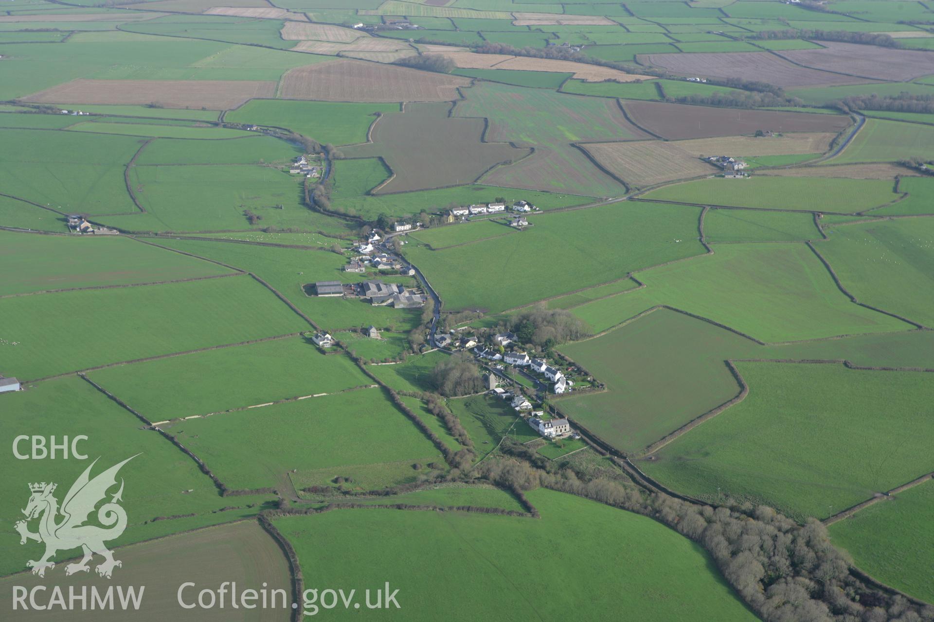 RCAHMW colour oblique photograph of Grange Earthworks, Marcross. Taken by Toby Driver on 17/11/2011.