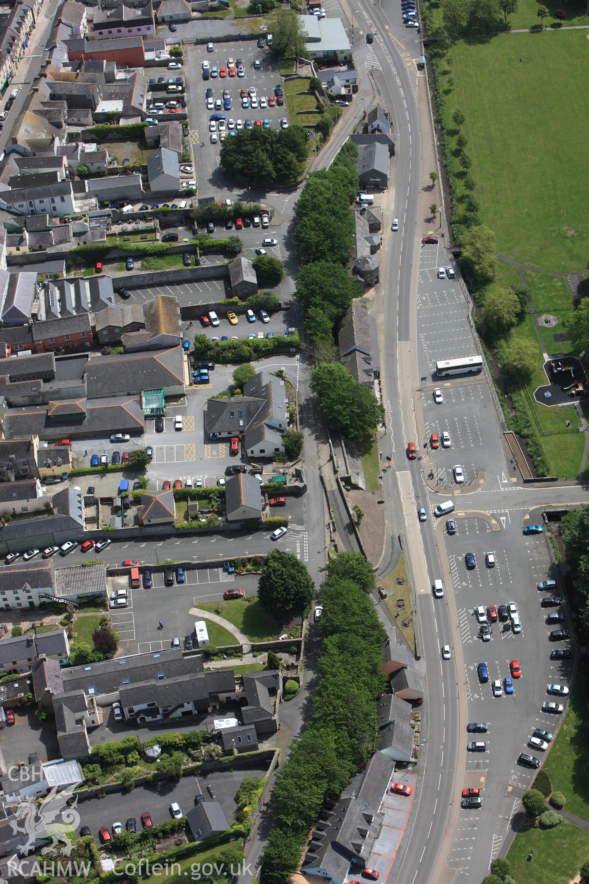 RCAHMW colour oblique photograph of Pembroke town. Taken by Toby Driver on 24/05/2011.