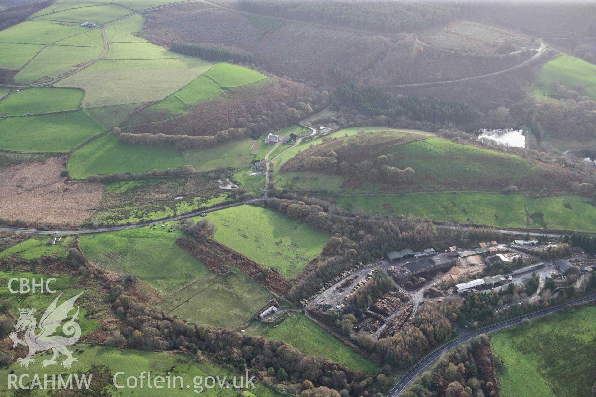 RCAHMW colour oblique photograph of Pen-y-Castell Hillfort. Taken by Toby Driver on 17/11/2011.