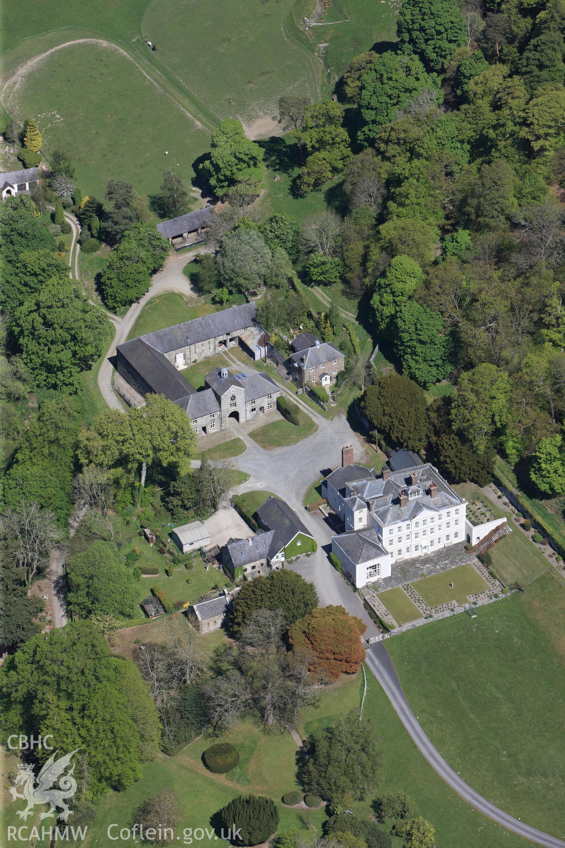 RCAHMW colour oblique photograph of Garthewin House. Taken by Toby Driver on 03/05/2011.