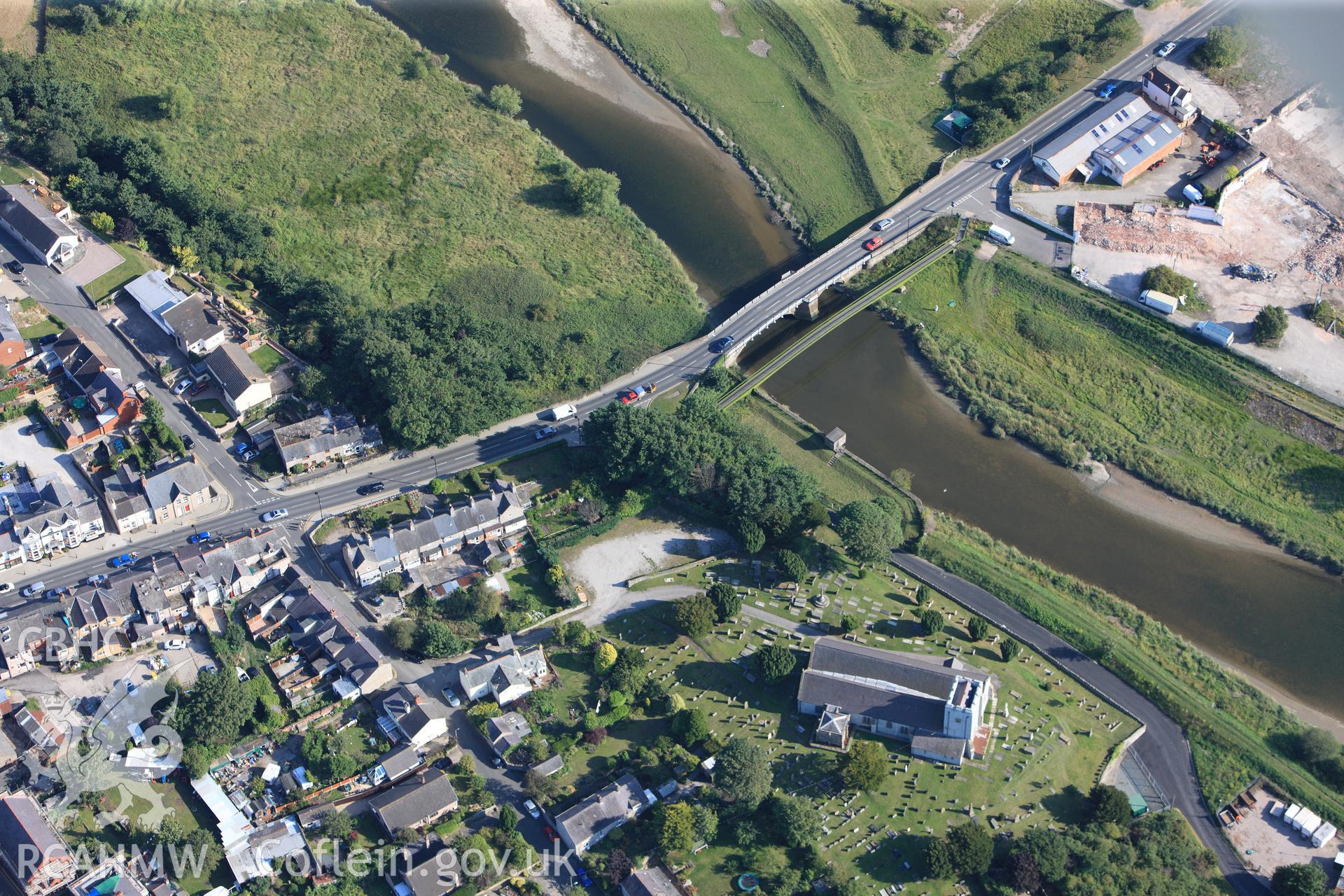 RCAHMW colour oblique photograph of Rhuddlan Bridge. Taken by Toby Driver and Oliver Davies on 27/07/2011.