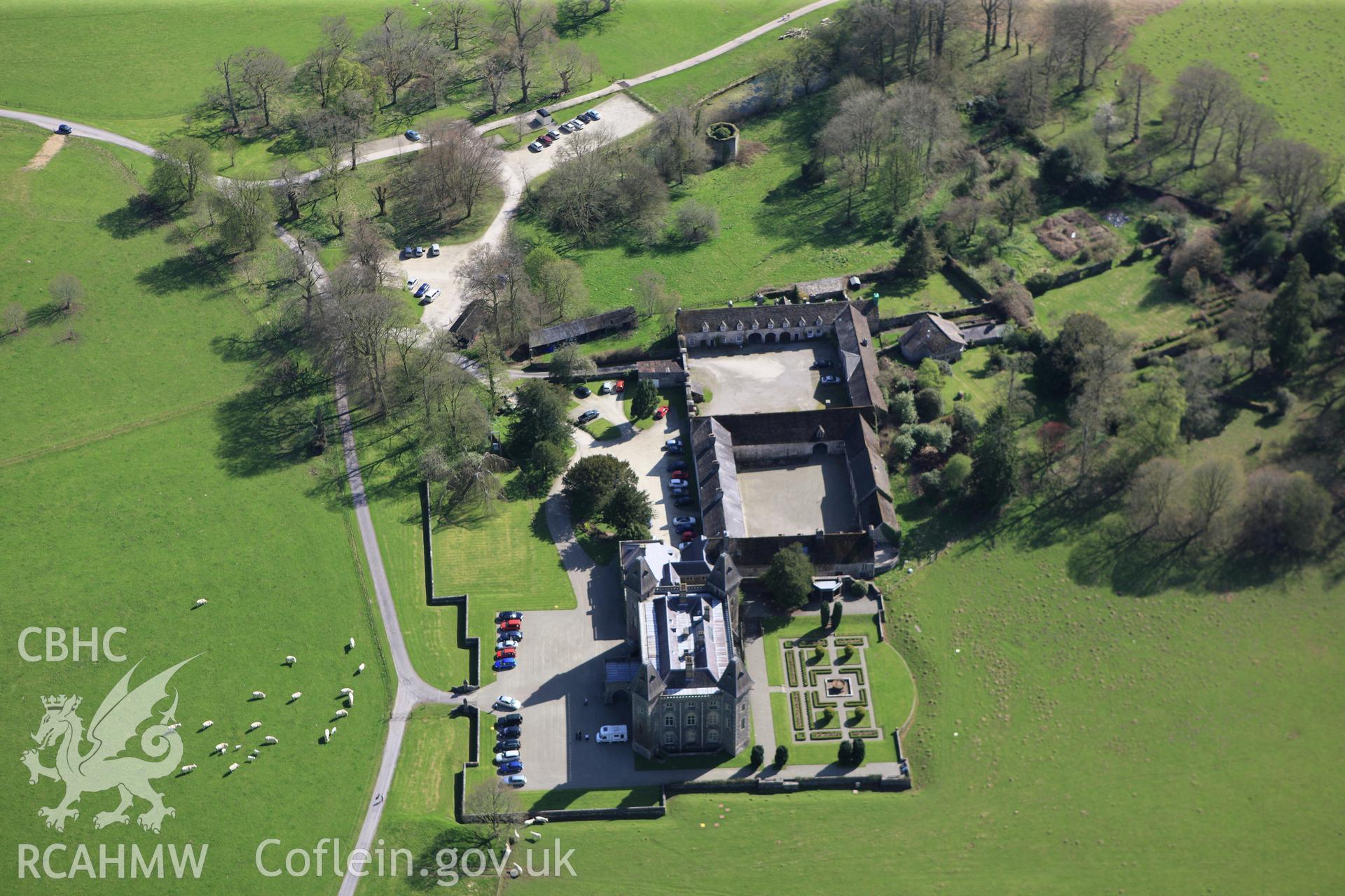 RCAHMW colour oblique photograph of Newton House, Dinefwr. Taken by Toby Driver on 08/04/2011.