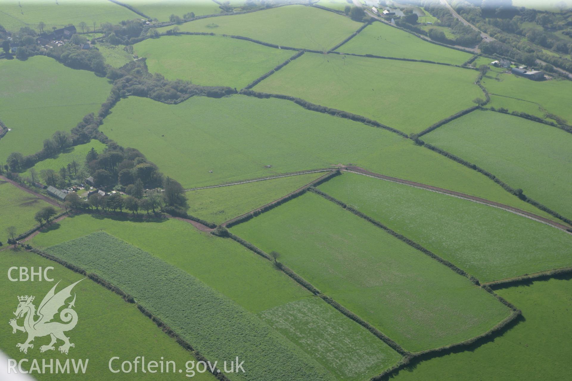 RCAHMW colour oblique photograph of view towards Parc-y-twmp, from the north-east. Taken by Toby Driver and Oliver Davies on 28/09/2011.