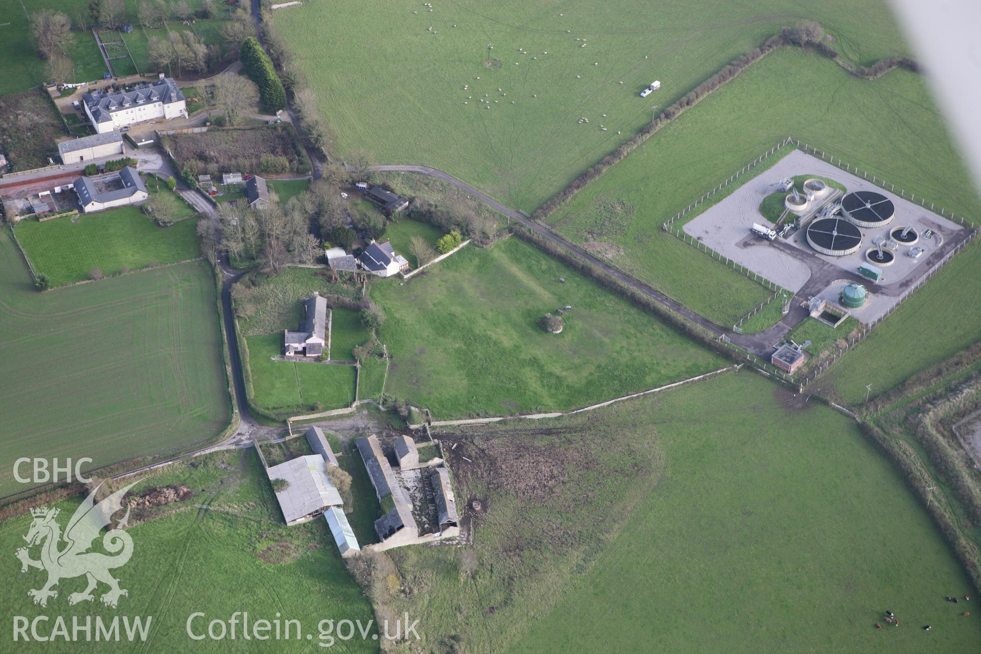 RCAHMW colour oblique photograph of West Aberthaw, village earthworks. Taken by Toby Driver on 17/11/2011.