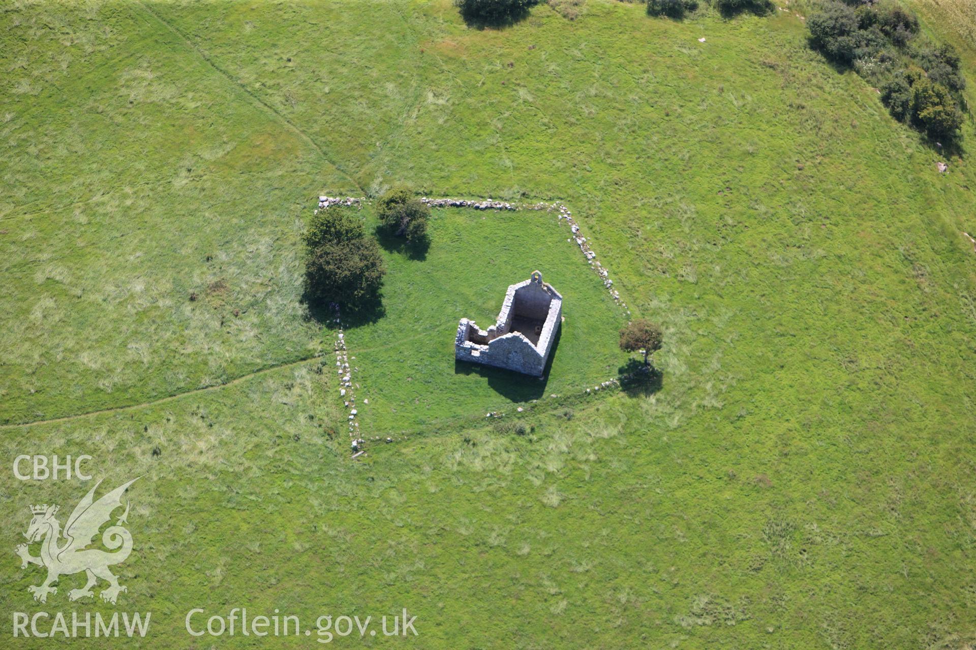 RCAHMW colour oblique photograph of Capel Lligwy chapel of ease. Taken by Toby Driver on 20/07/2011.