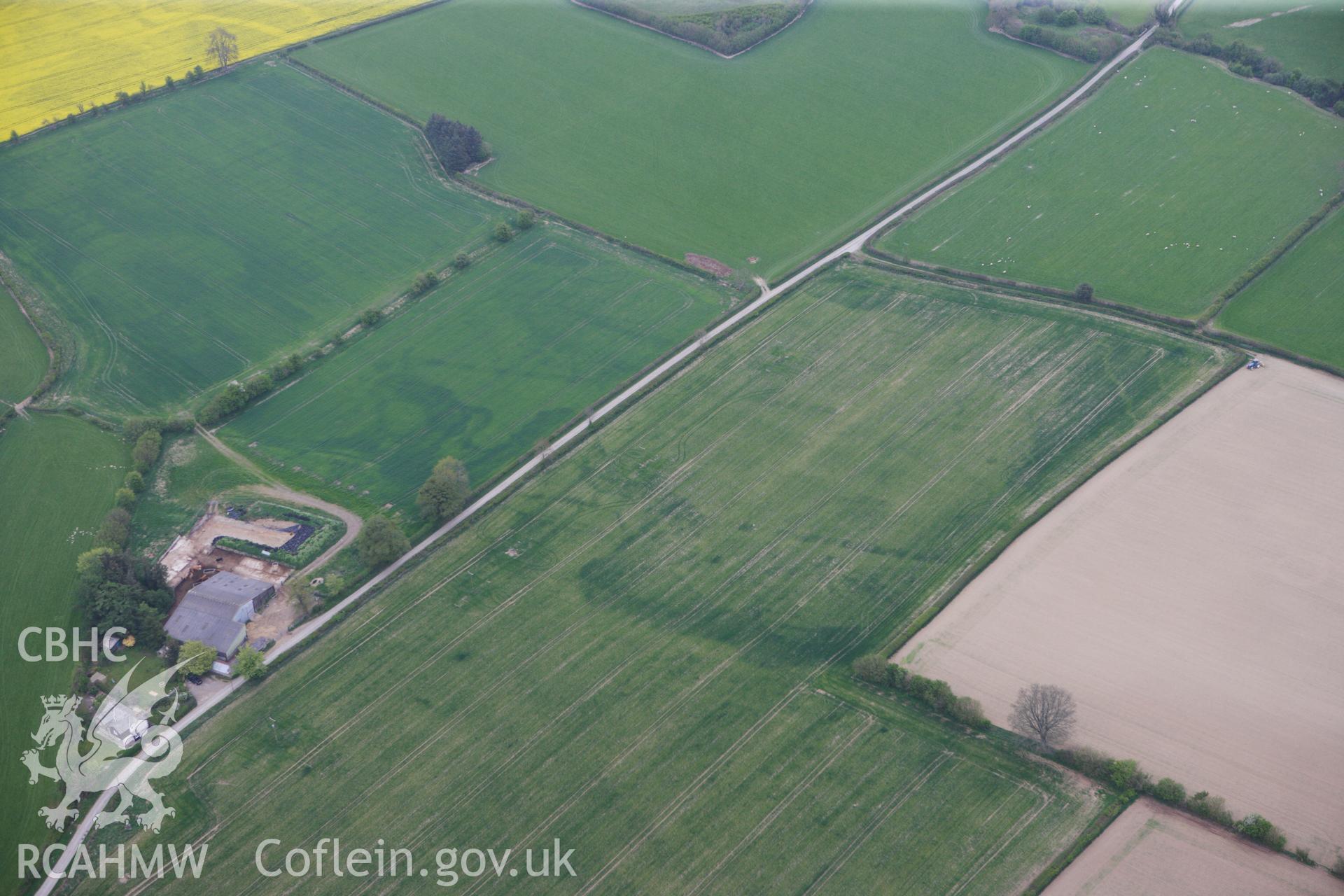 RCAHMW colour oblique photograph of Hindwell cursus, at Four Stones. Taken by Toby Driver on 26/04/2011.