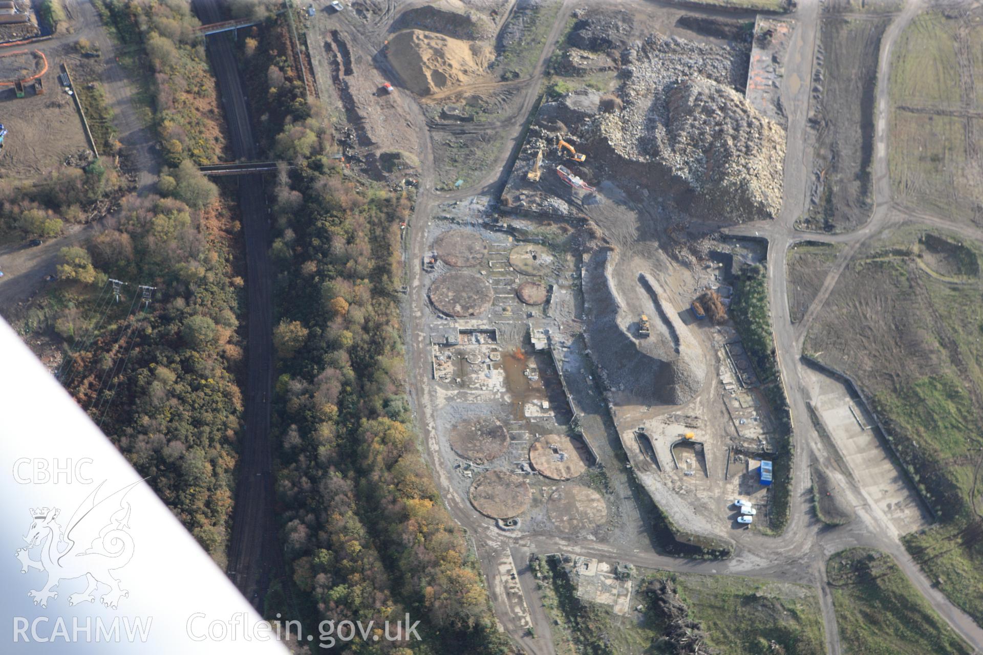 RCAHMW colour oblique photograph of Llandarcy Oil Refinery. Taken by Toby Driver on 17/11/2011.