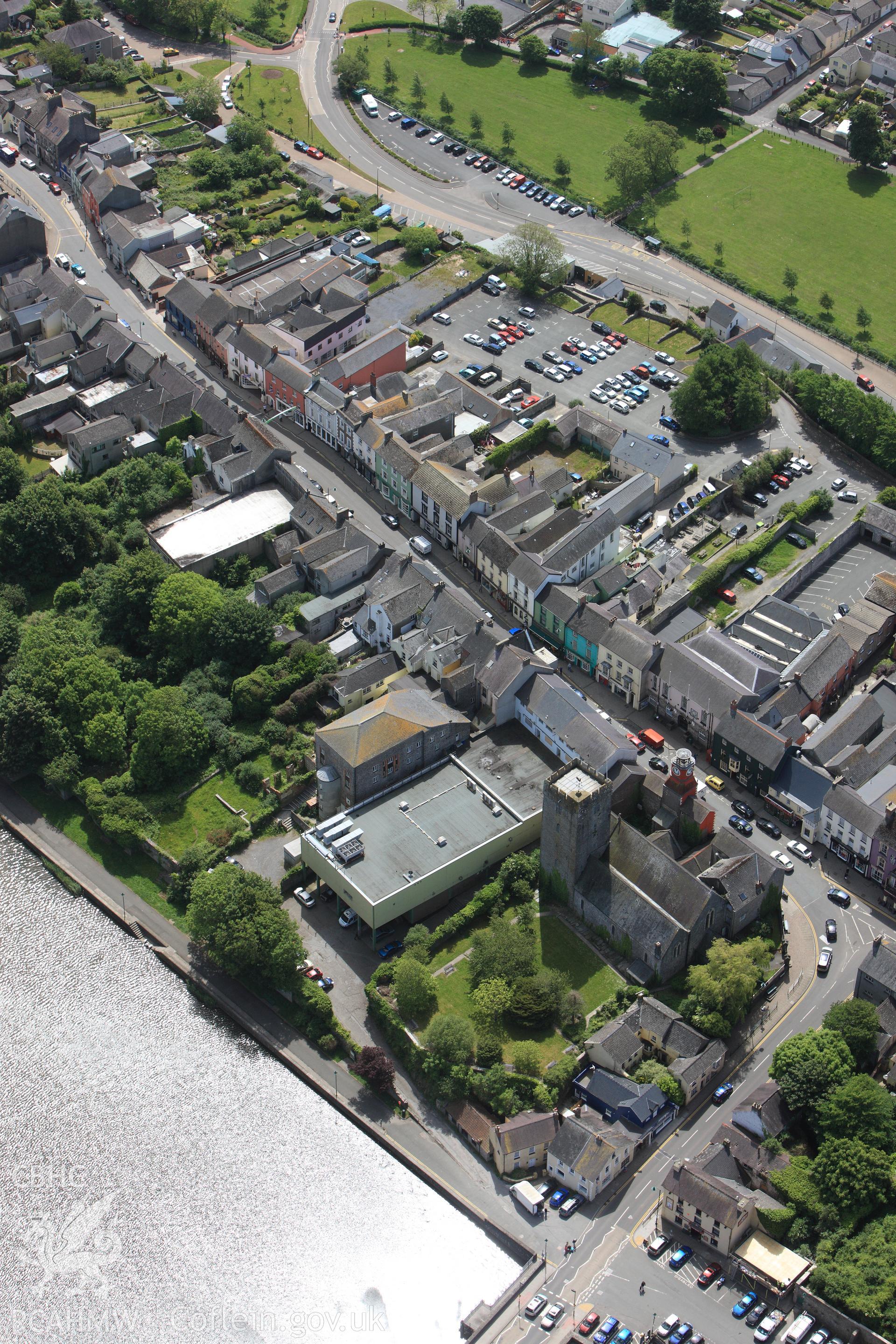 RCAHMW colour oblique photograph of Pembroke town. Taken by Toby Driver on 24/05/2011.