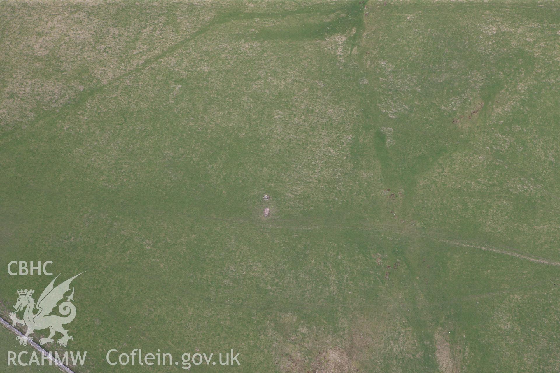 RCAHMW colour oblique photograph of Carreg Hir standing stone. Taken by Toby Driver on 22/03/2011.