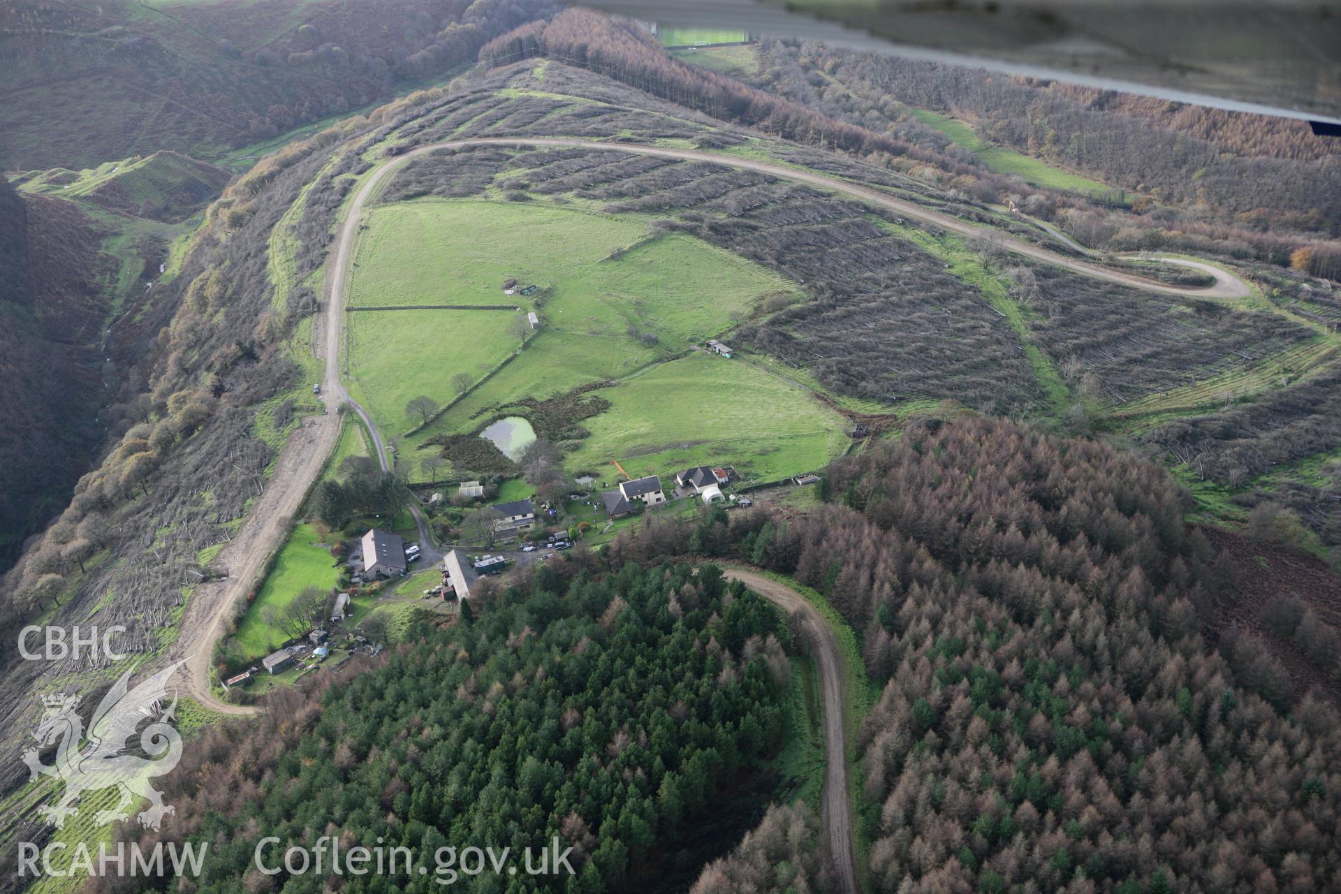 RCAHMW colour oblique photograph of the site of Hafod-y-Porth Grange. Taken by Toby Driver on 17/11/2011.