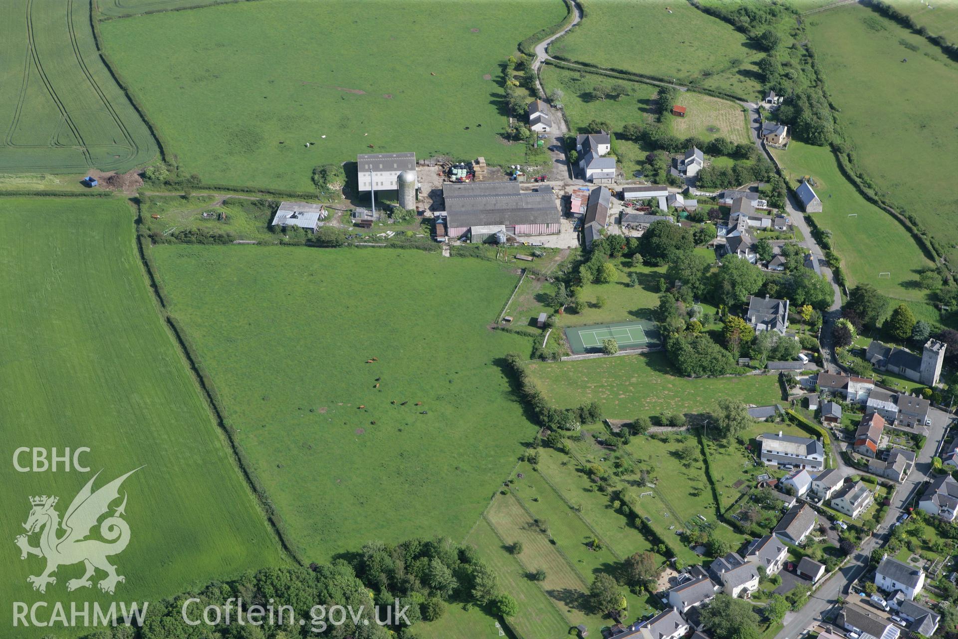 RCAHMW colour oblique photograph of Llanmaes prehistoric settlement and hoard site. Taken by Toby Driver on 13/06/2011.