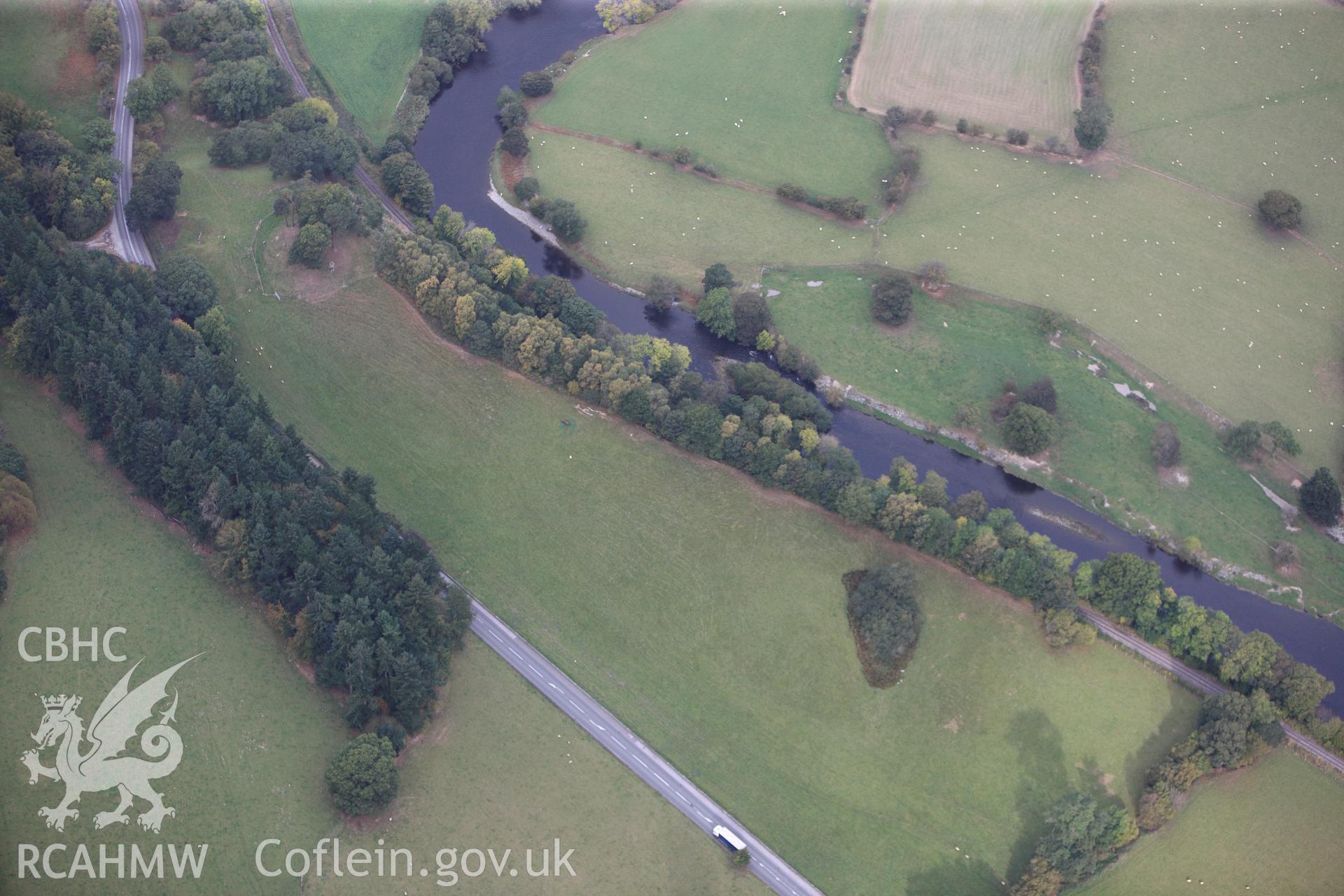 RCAHMW colour oblique photograph of Owain Glyndwr's Mount. Taken by Toby Driver on 04/10/2011.