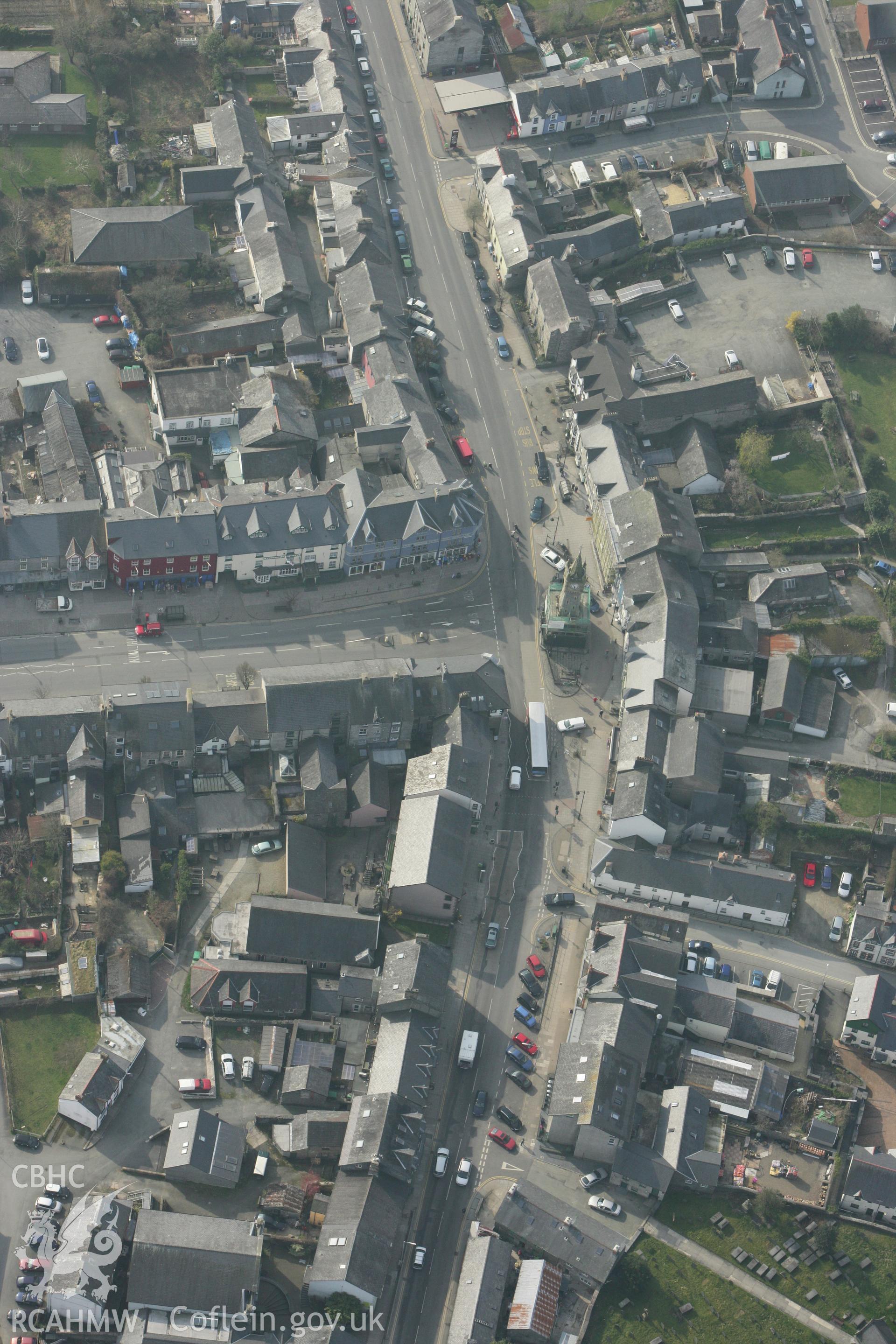 RCAHMW colour oblique photograph of Machynlleth Town Clock. Taken by Toby Driver on 25/03/2011.