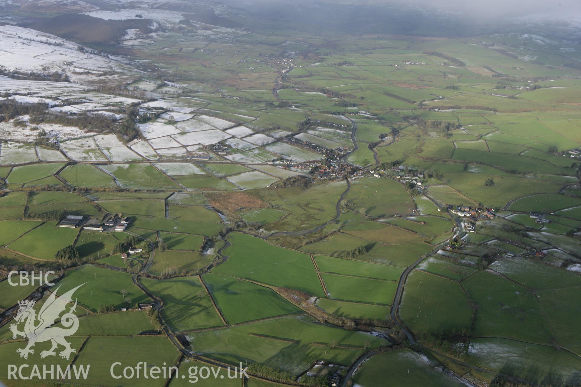 RCAHMW colour oblique photograph of Cwm Nant marching camp, view from south. Taken by Toby Driver on 18/12/2011.