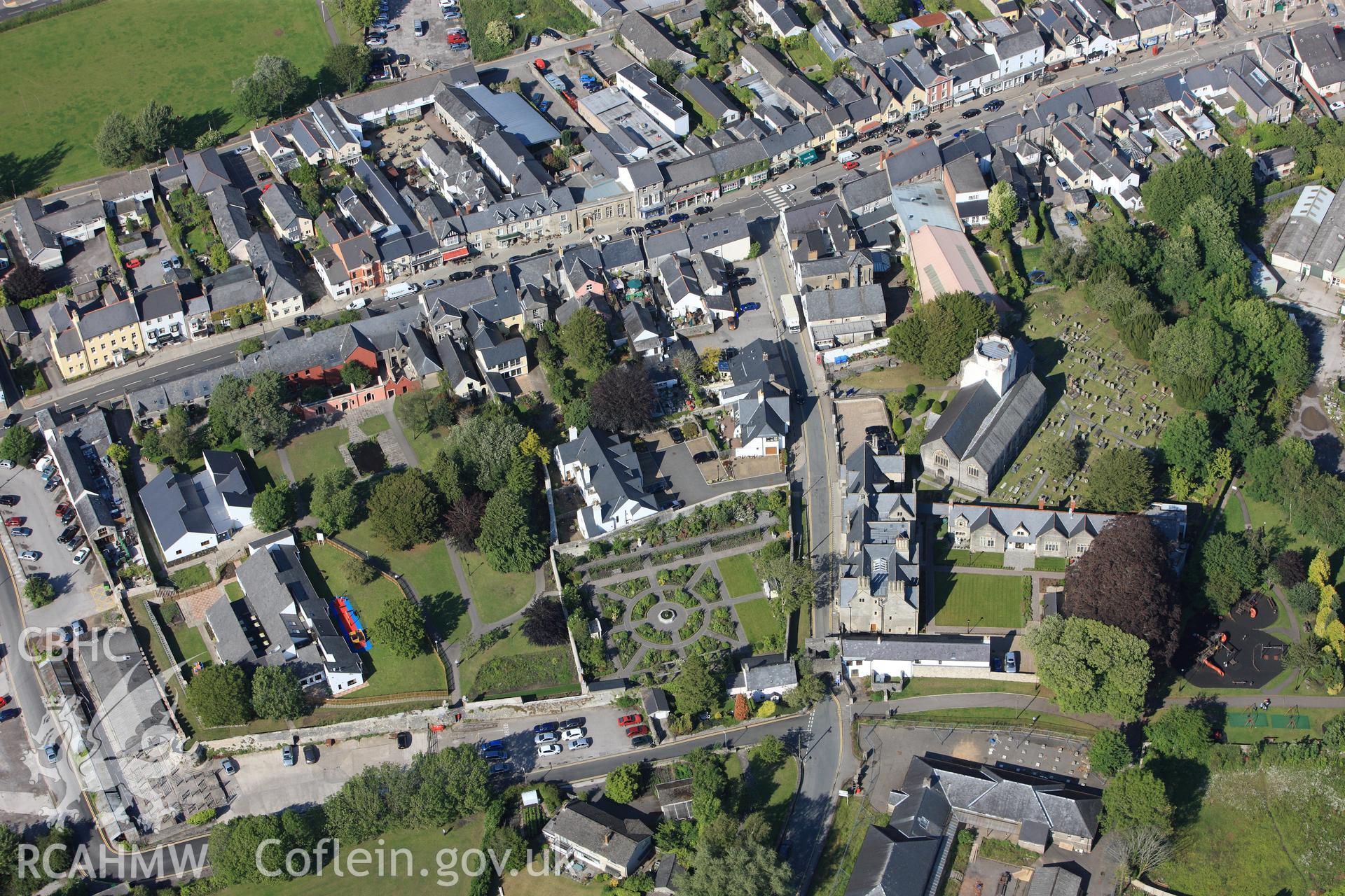 RCAHMW colour oblique photograph of Church of the Holy Cross, Cowbridge. Taken by Toby Driver on 13/06/2011.