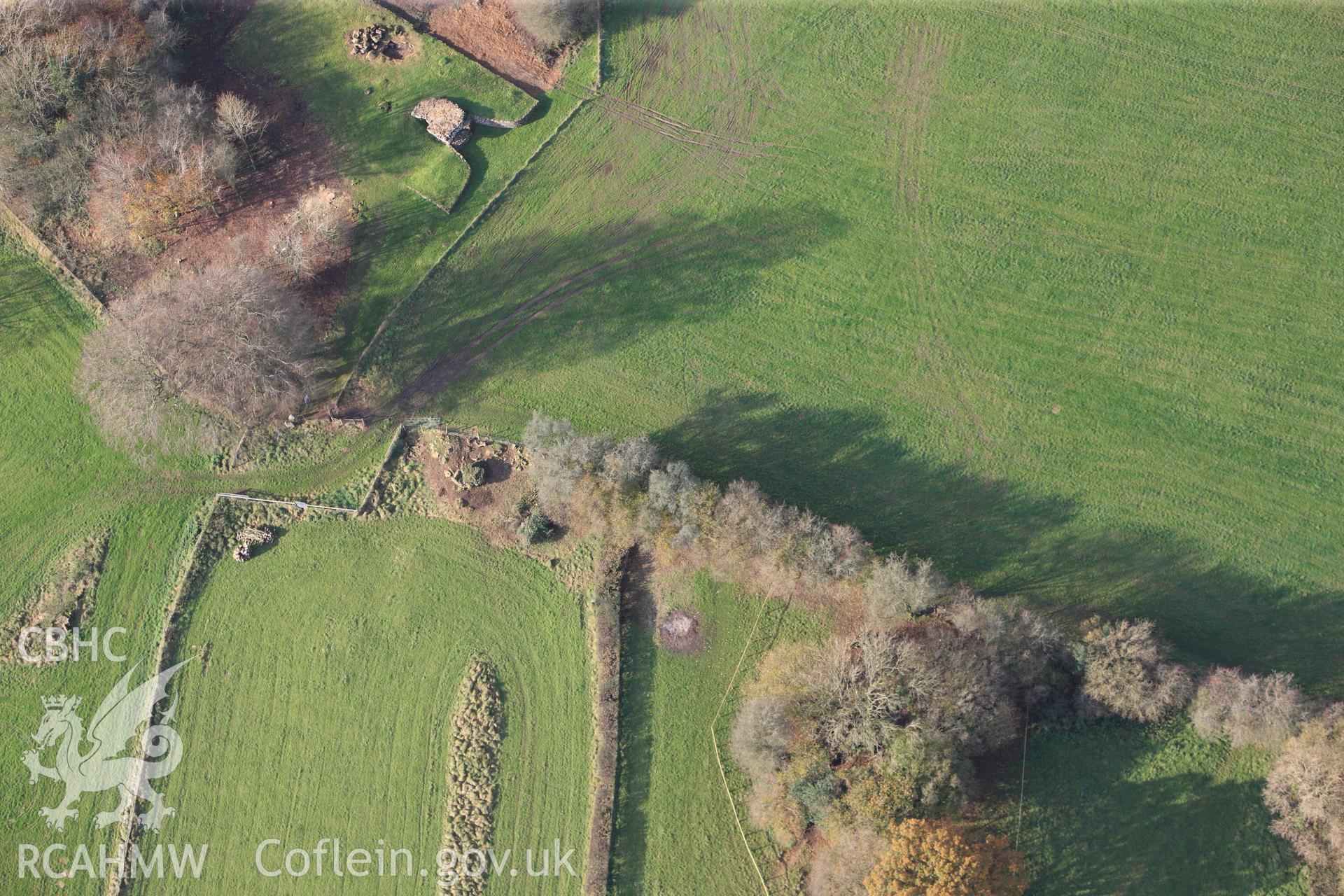 RCAHMW colour oblique photograph of Tinkinswood Chambered Cairn. Taken by Toby Driver on 17/11/2011.