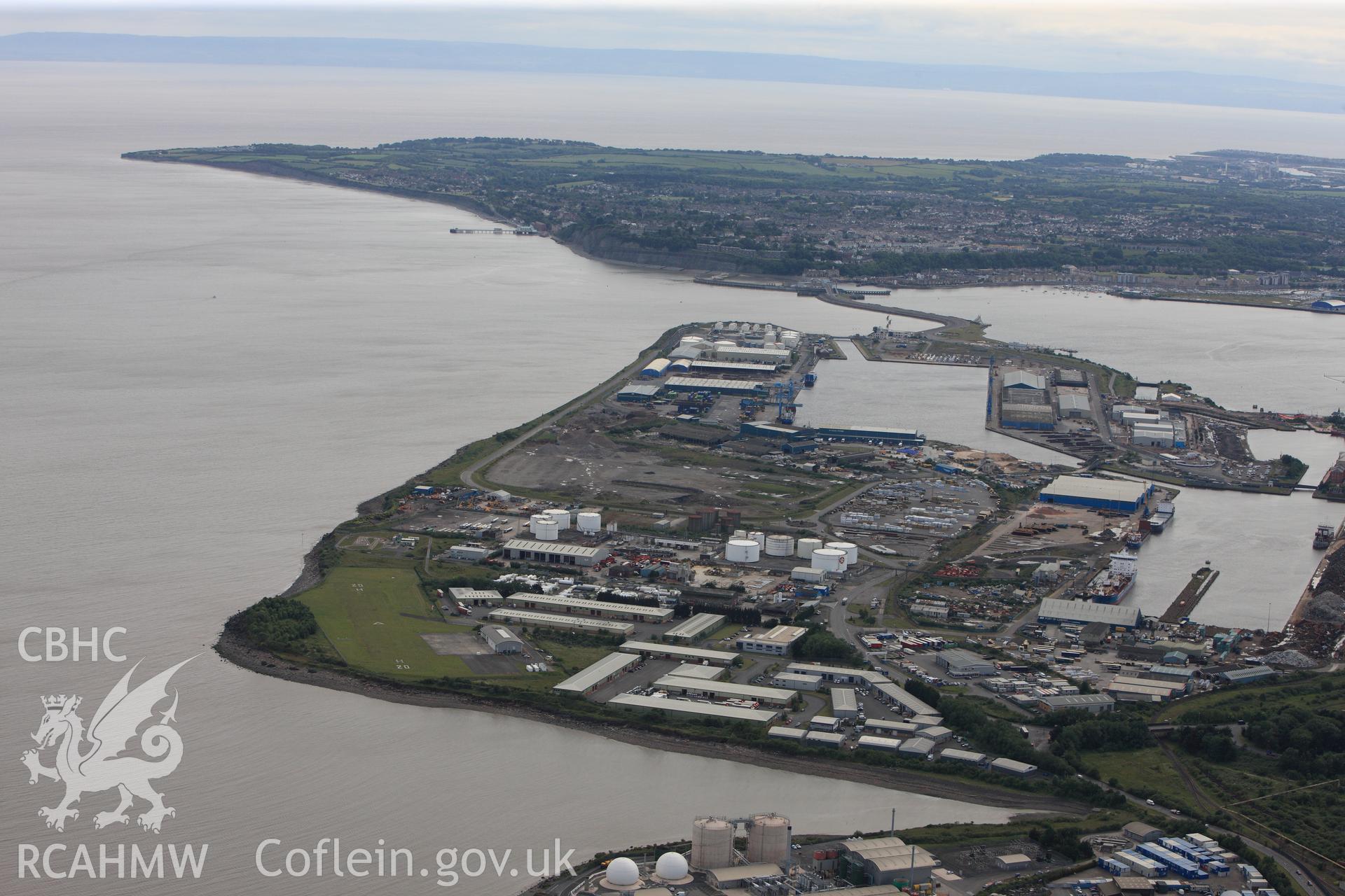 RCAHMW colour oblique photograph of Roath Basin, Cardiff Docks. Taken by Toby Driver on 13/06/2011.